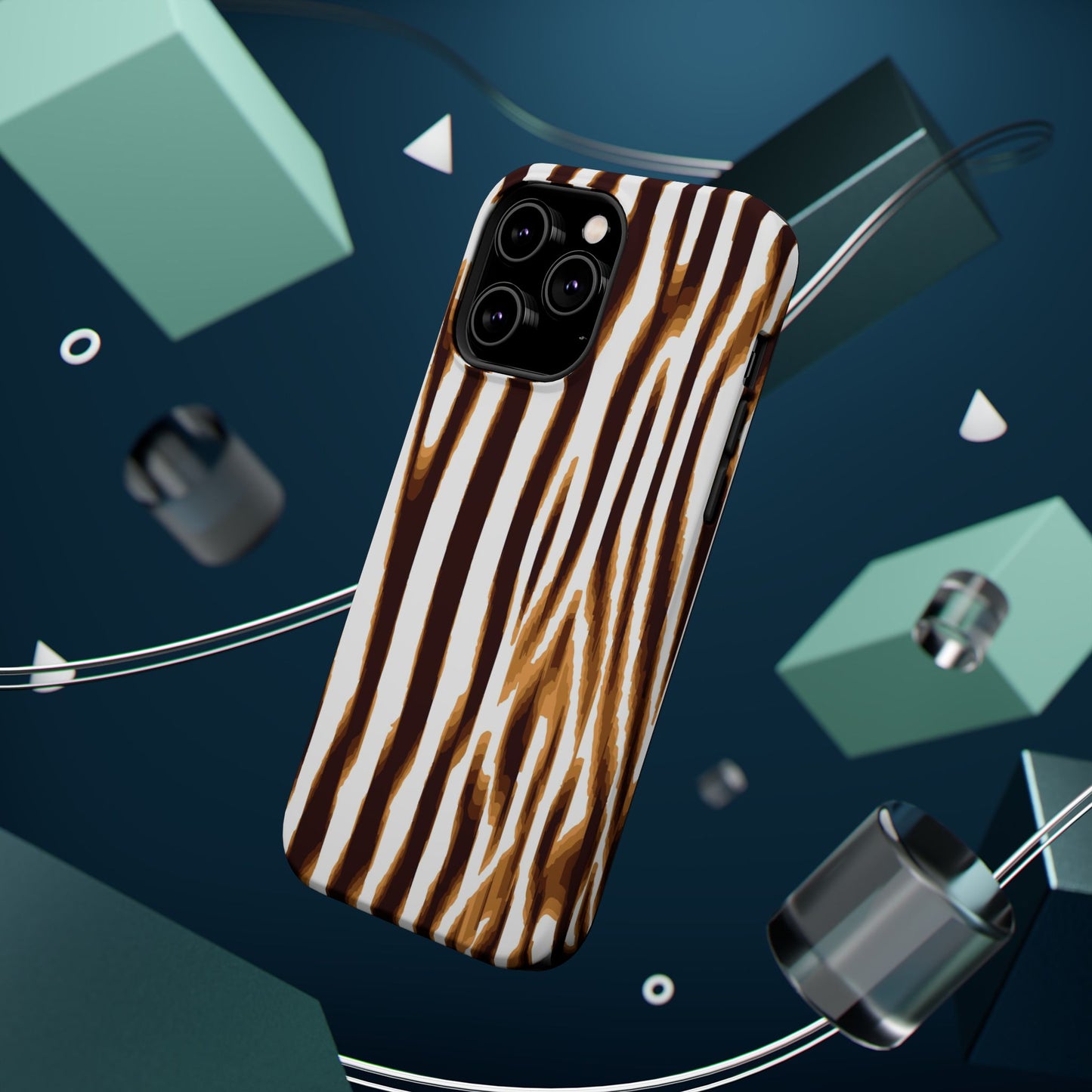 Magnetic Impact-Resistant Phone Case — Brown Zebra Stripe Designer Cover