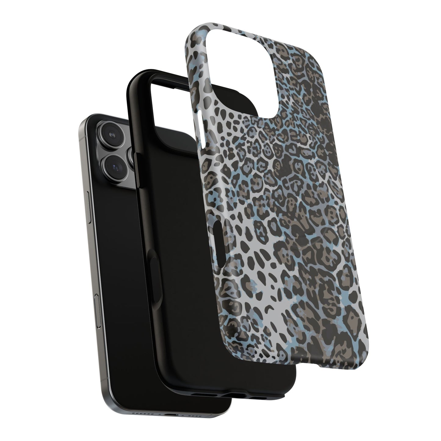Magnetic Phone Case — Blue Leopard Print Tough Protective Cover