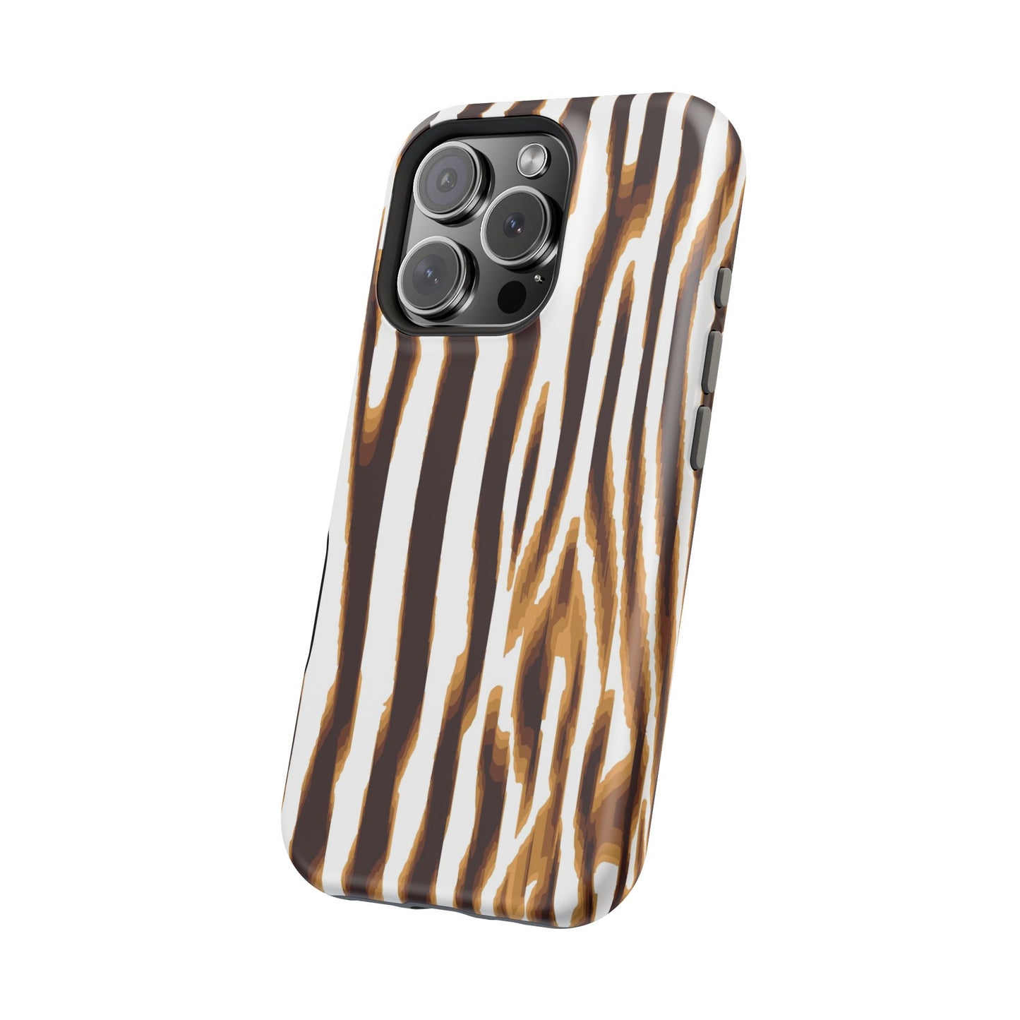 Magnetic Impact-Resistant Phone Case — Brown Zebra Stripe Designer Cover