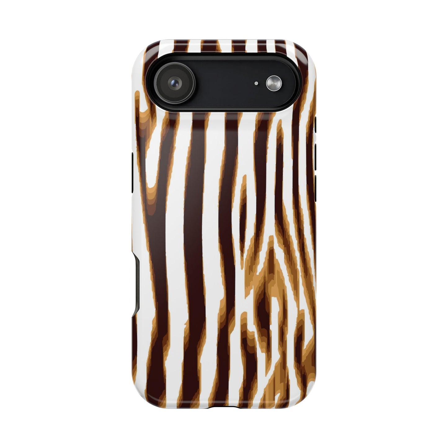 Magnetic Impact-Resistant Phone Case — Brown Zebra Stripe Designer Cover