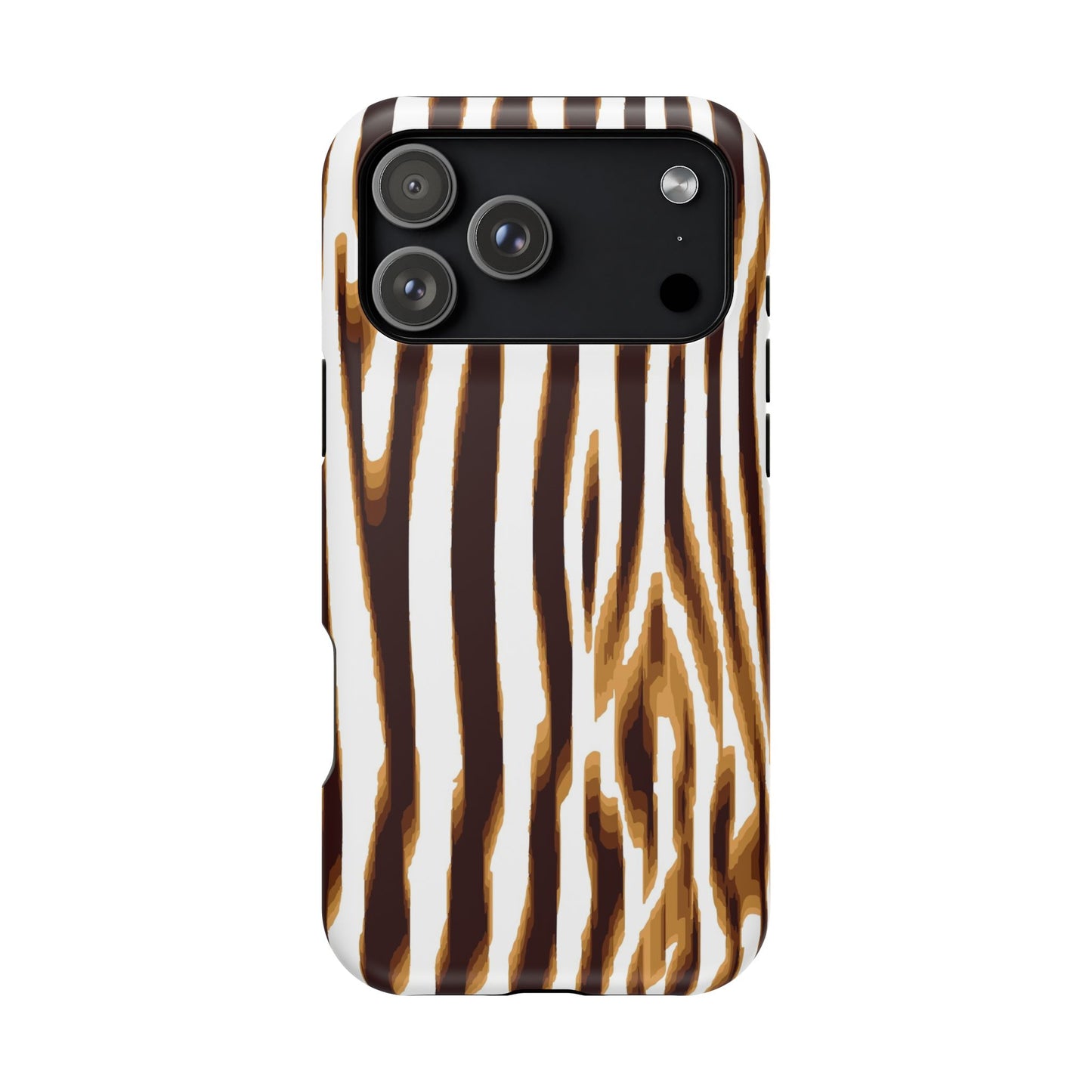 Magnetic Impact-Resistant Phone Case — Brown Zebra Stripe Designer Cover