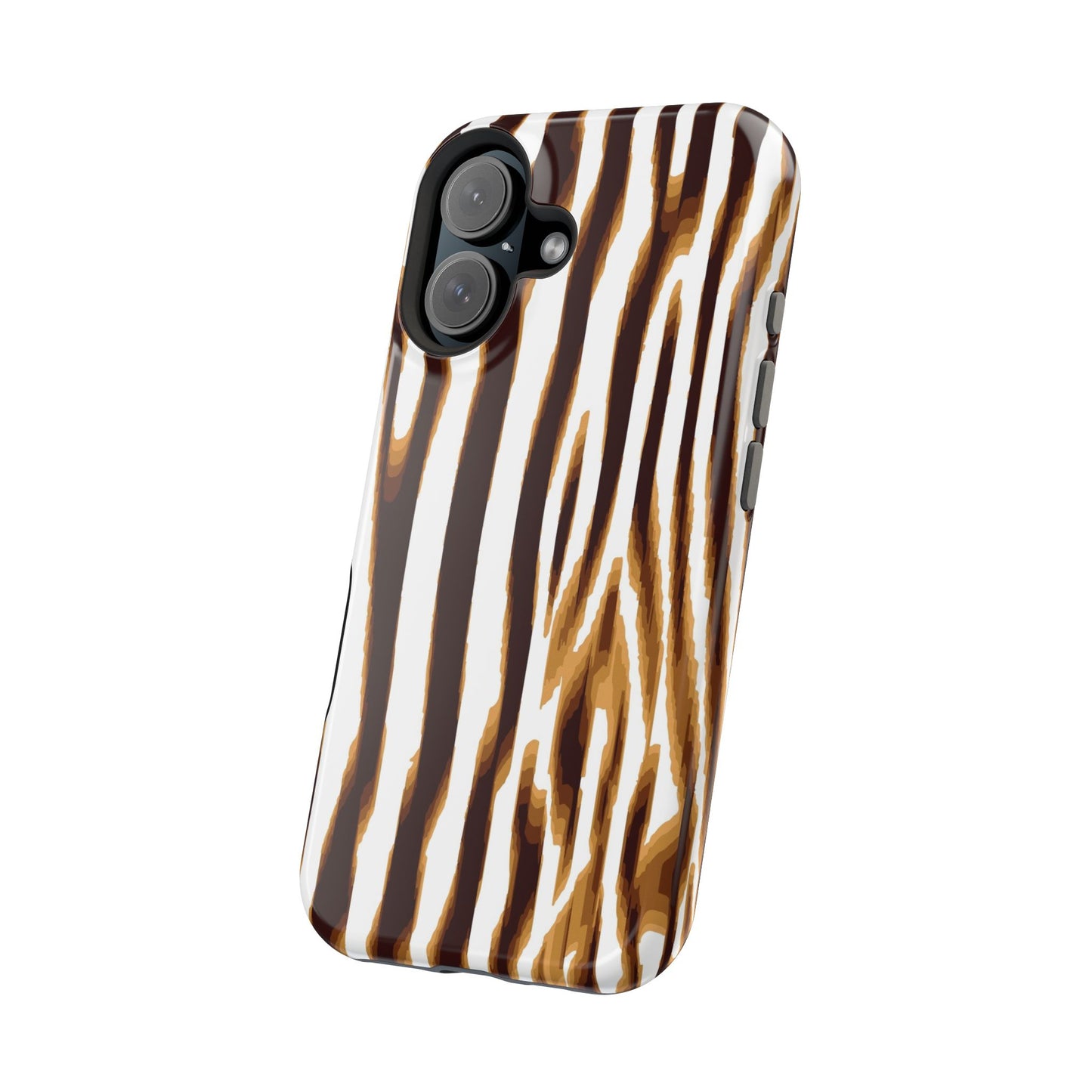Magnetic Impact-Resistant Phone Case — Brown Zebra Stripe Designer Cover