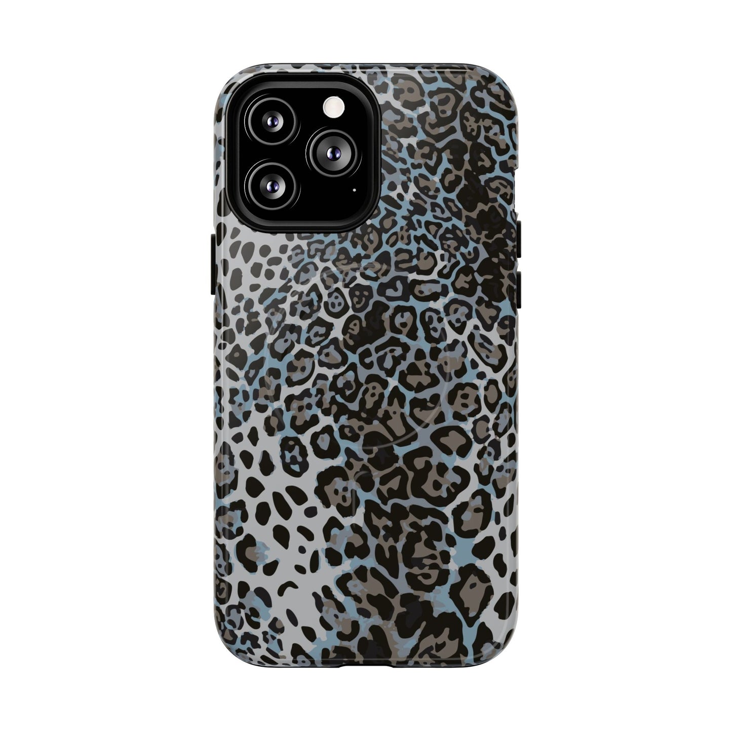 Magnetic Phone Case — Blue Leopard Print Tough Protective Cover