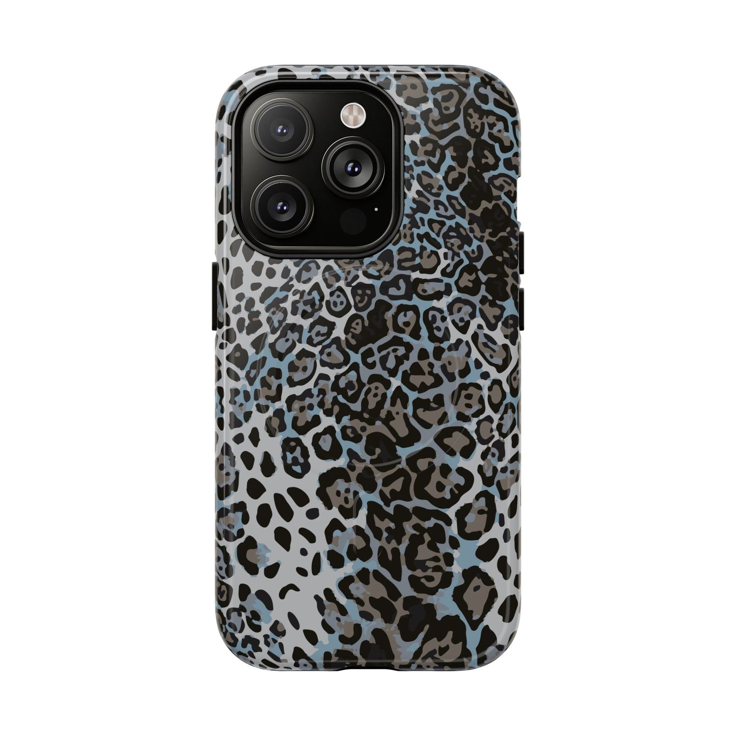 Magnetic Phone Case — Blue Leopard Print Tough Protective Cover