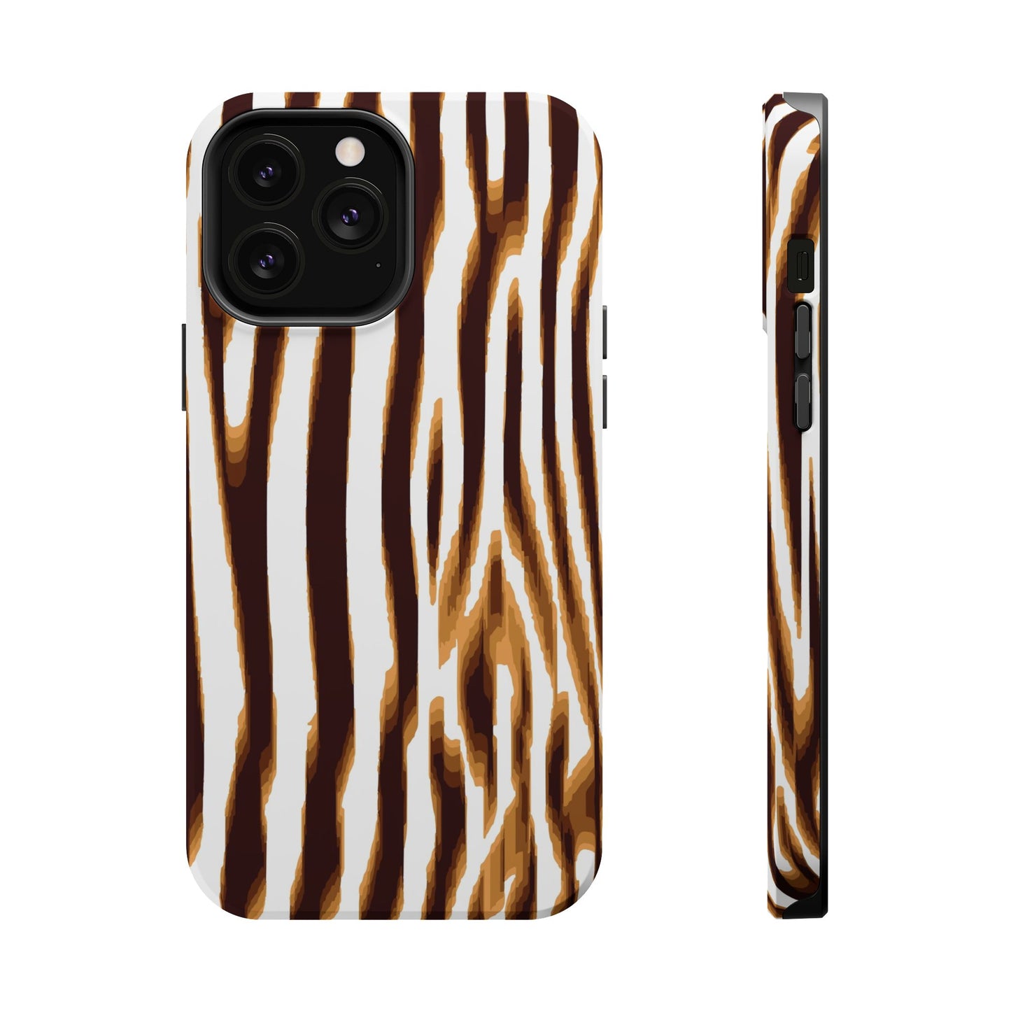 Magnetic Impact-Resistant Phone Case — Brown Zebra Stripe Designer Cover