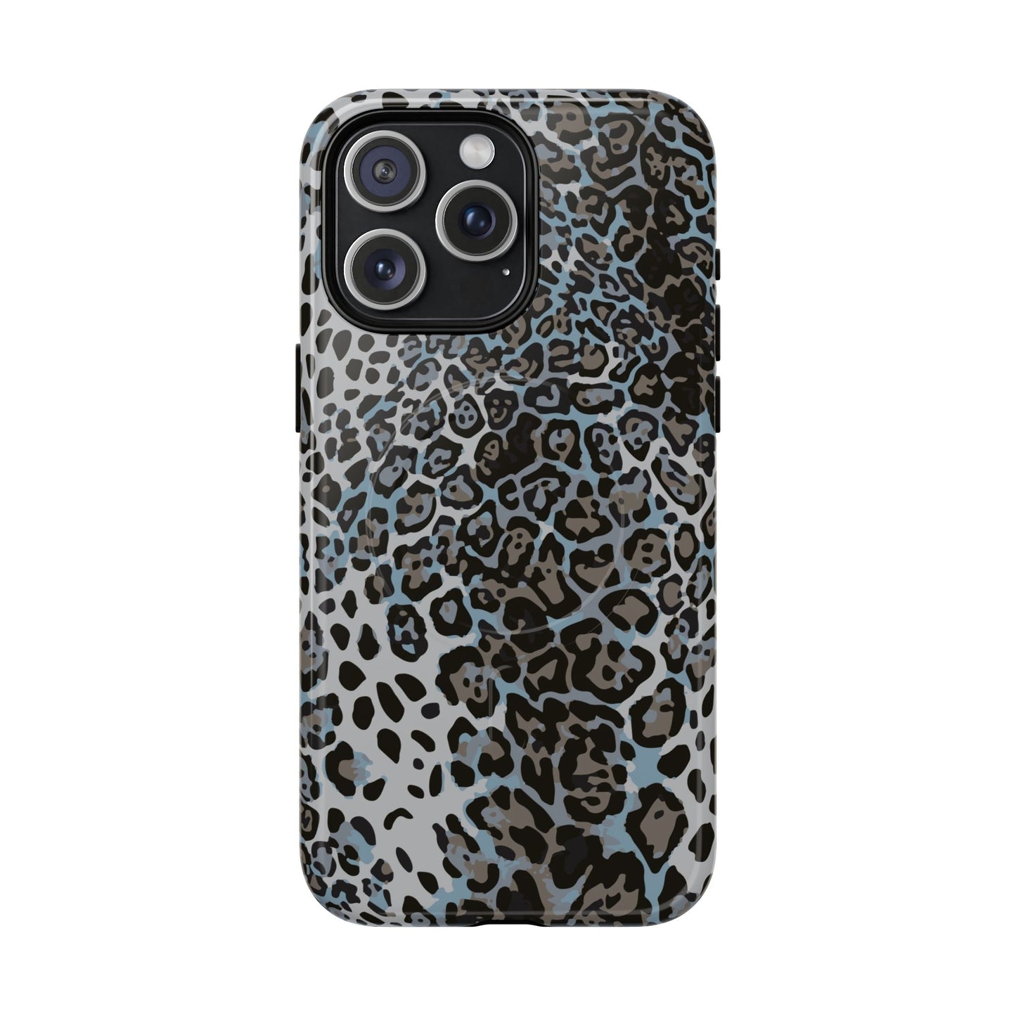 Magnetic Phone Case — Blue Leopard Print Tough Protective Cover