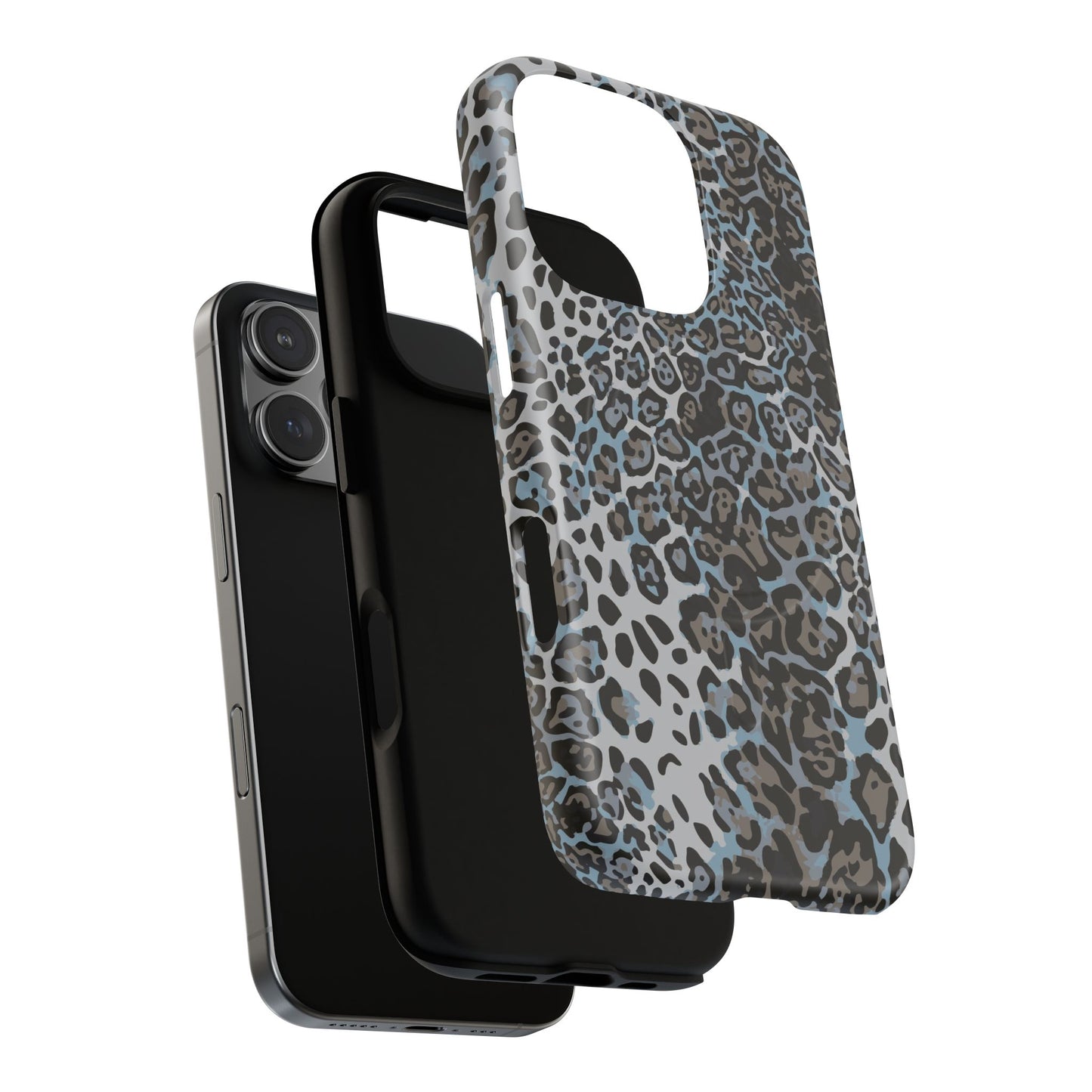 Magnetic Phone Case — Blue Leopard Print Tough Protective Cover
