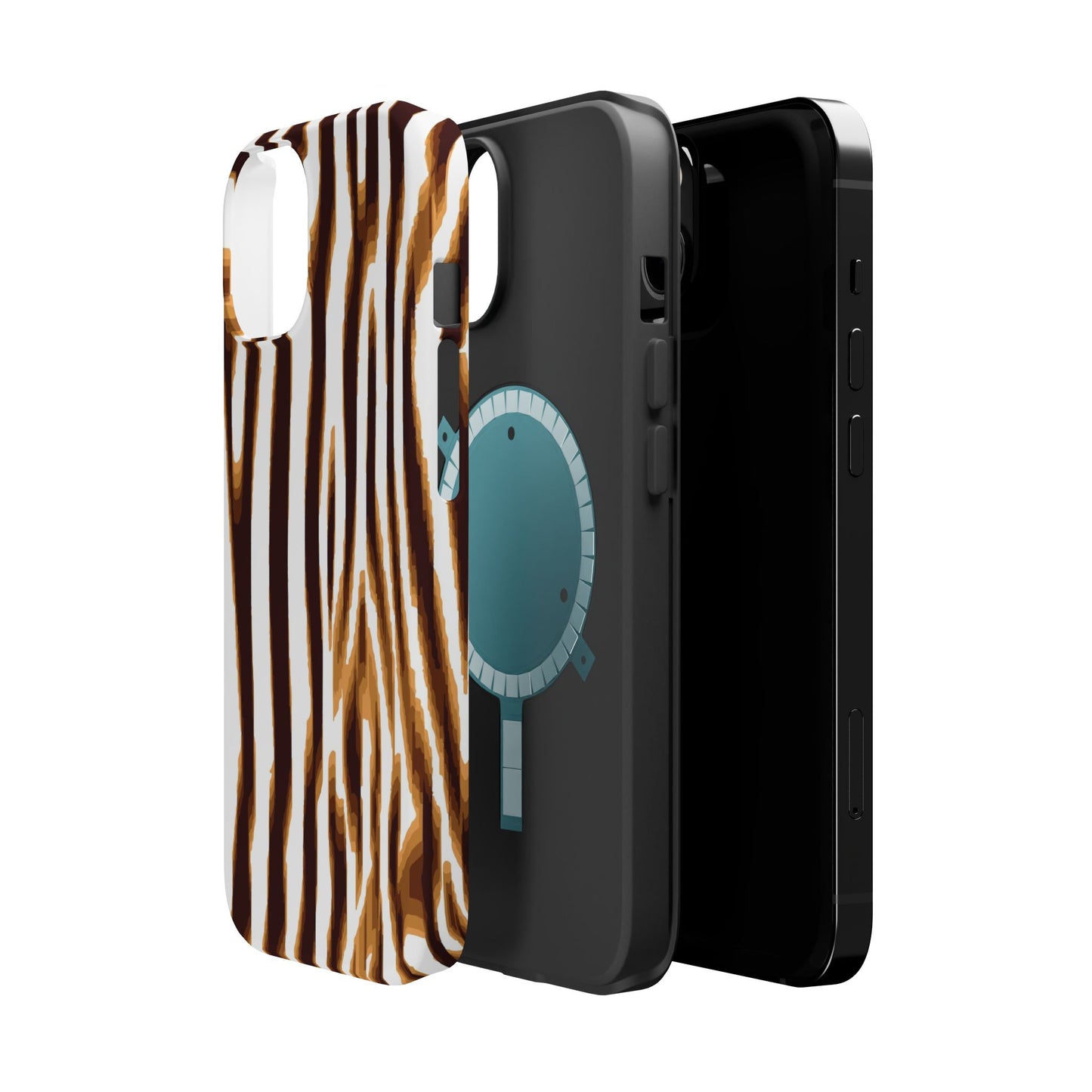 Magnetic Impact-Resistant Phone Case — Brown Zebra Stripe Designer Cover
