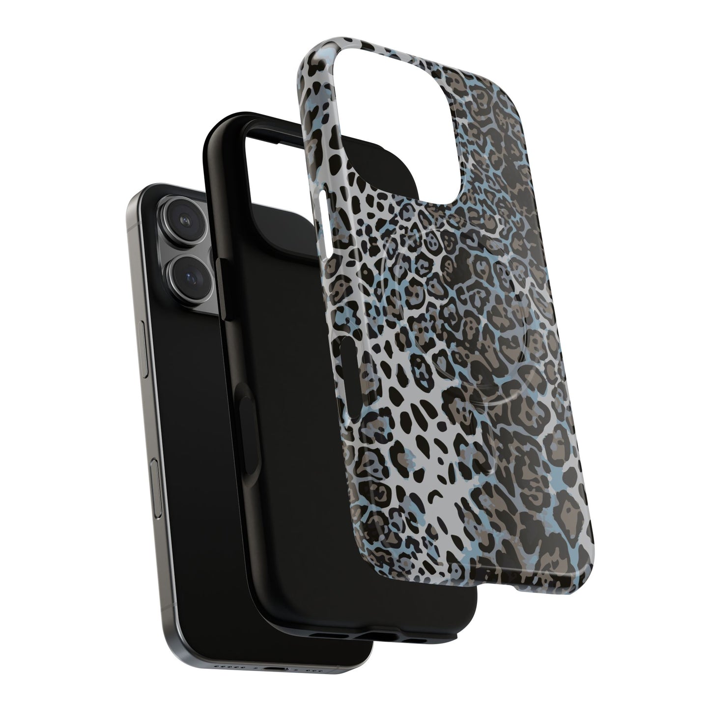 Magnetic Phone Case — Blue Leopard Print Tough Protective Cover