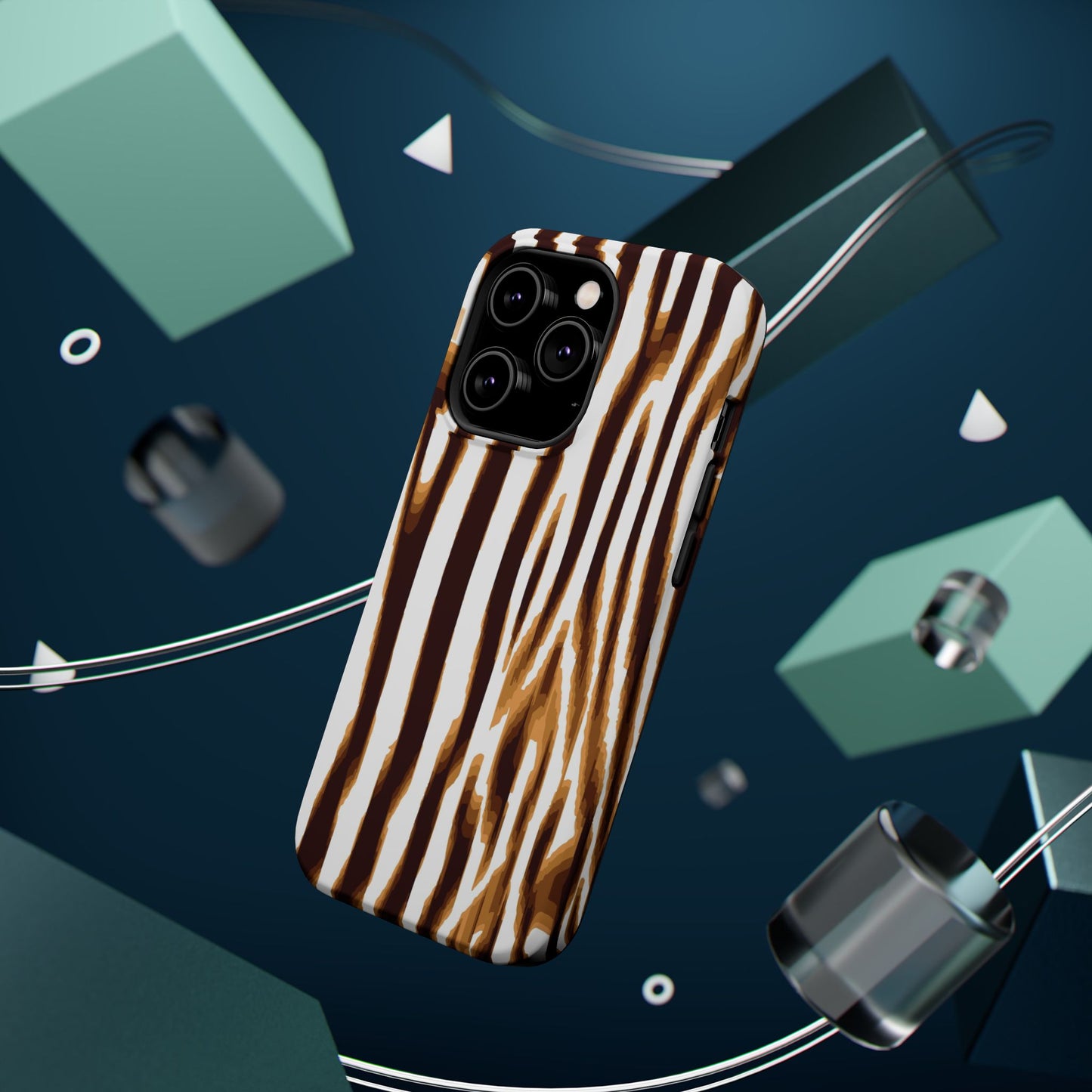 Magnetic Impact-Resistant Phone Case — Brown Zebra Stripe Designer Cover