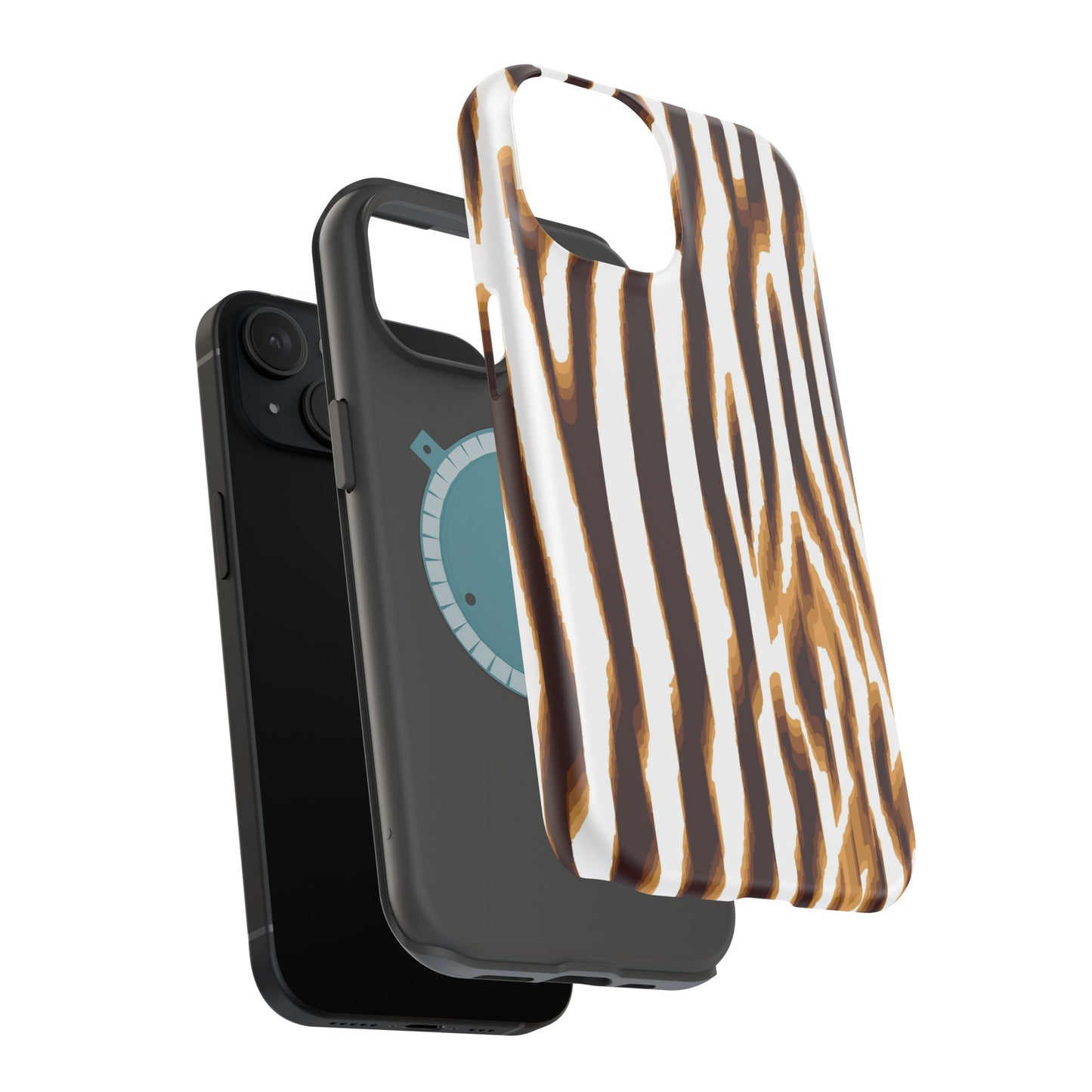 Magnetic Impact-Resistant Phone Case — Brown Zebra Stripe Designer Cover