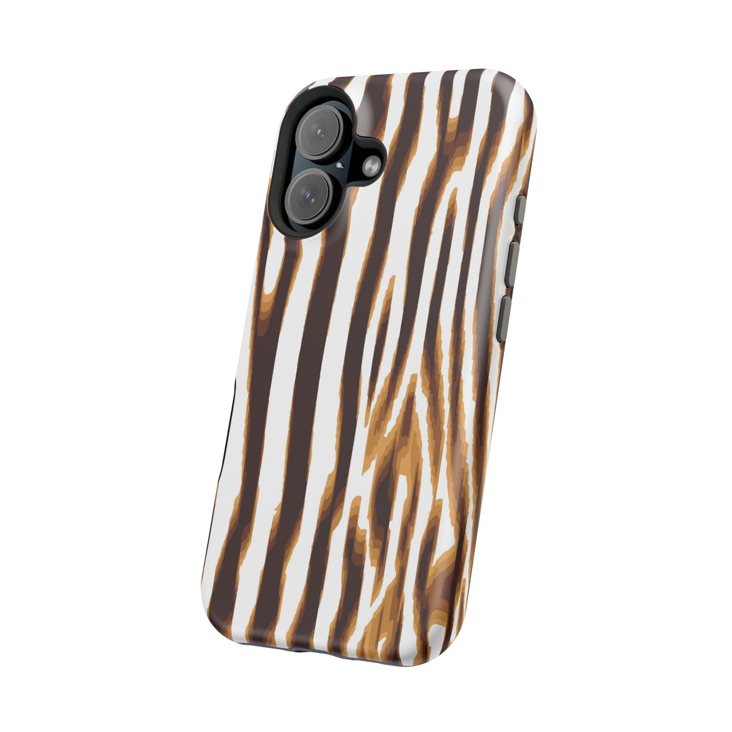 Magnetic Impact-Resistant Phone Case — Brown Zebra Stripe Designer Cover