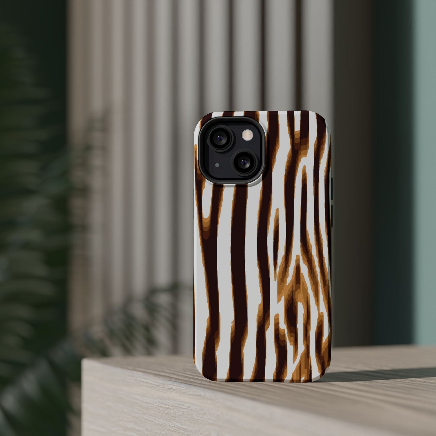 Magnetic Impact-Resistant Phone Case — Brown Zebra Stripe Designer Cover