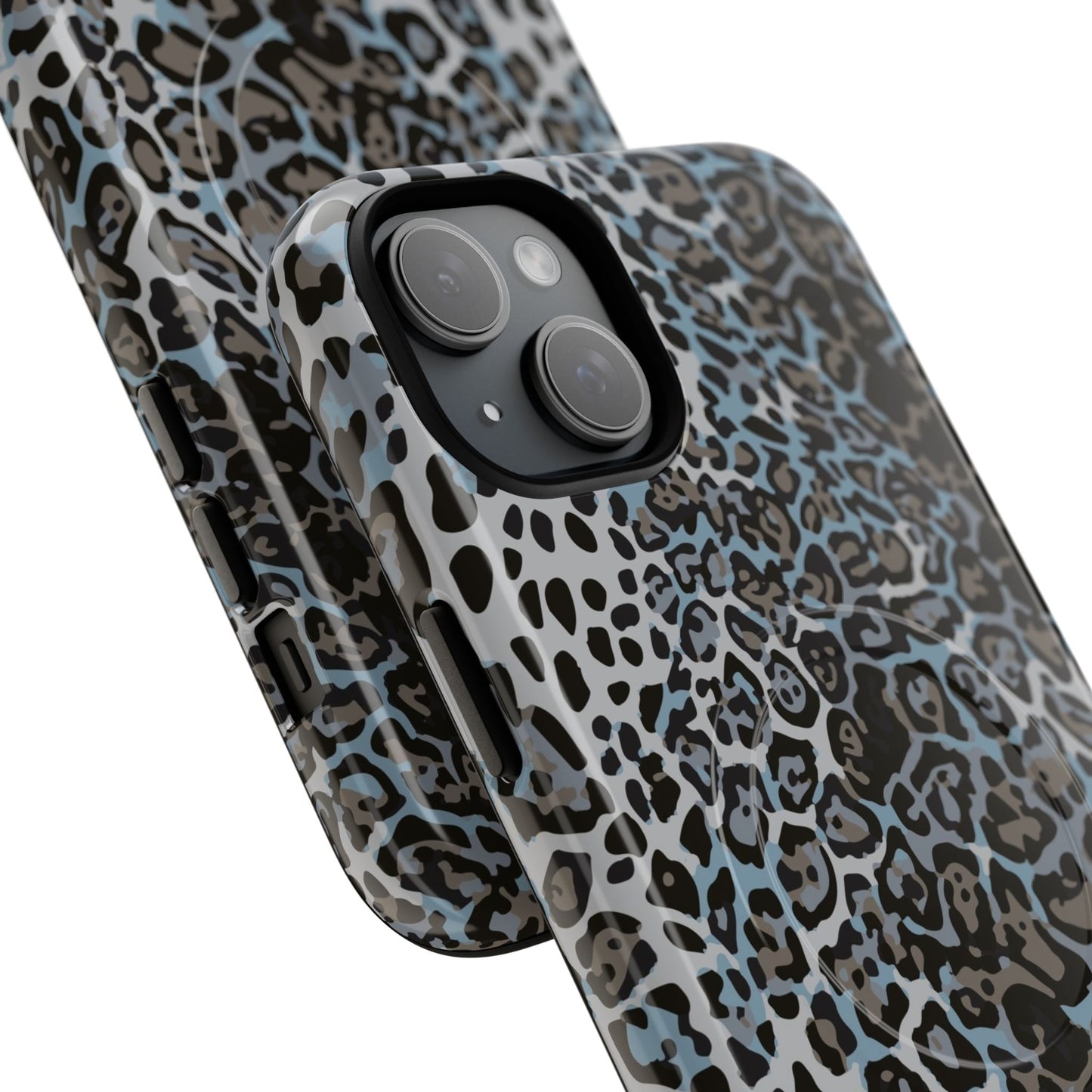 Magnetic Phone Case — Blue Leopard Print Tough Protective Cover