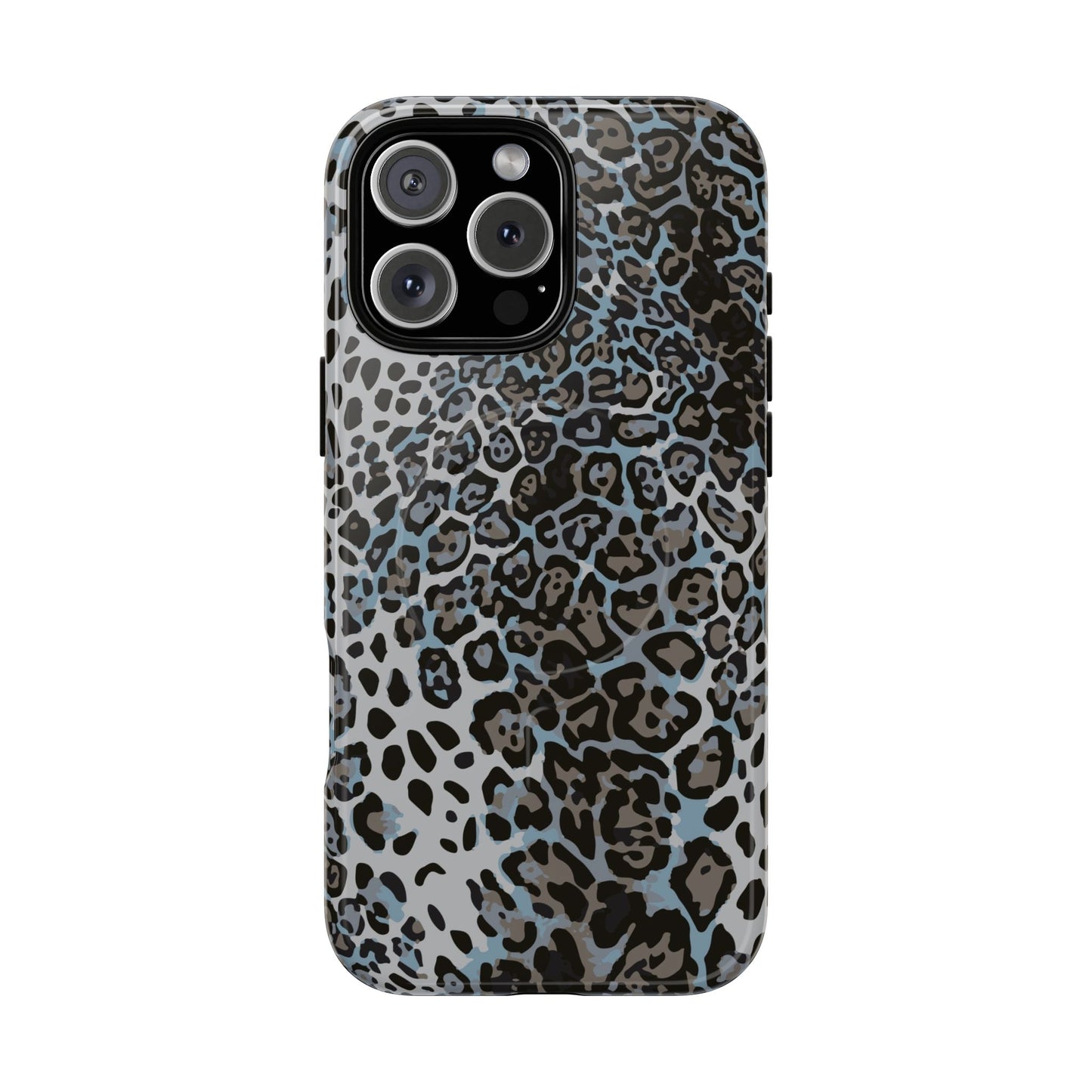 Magnetic Phone Case — Blue Leopard Print Tough Protective Cover