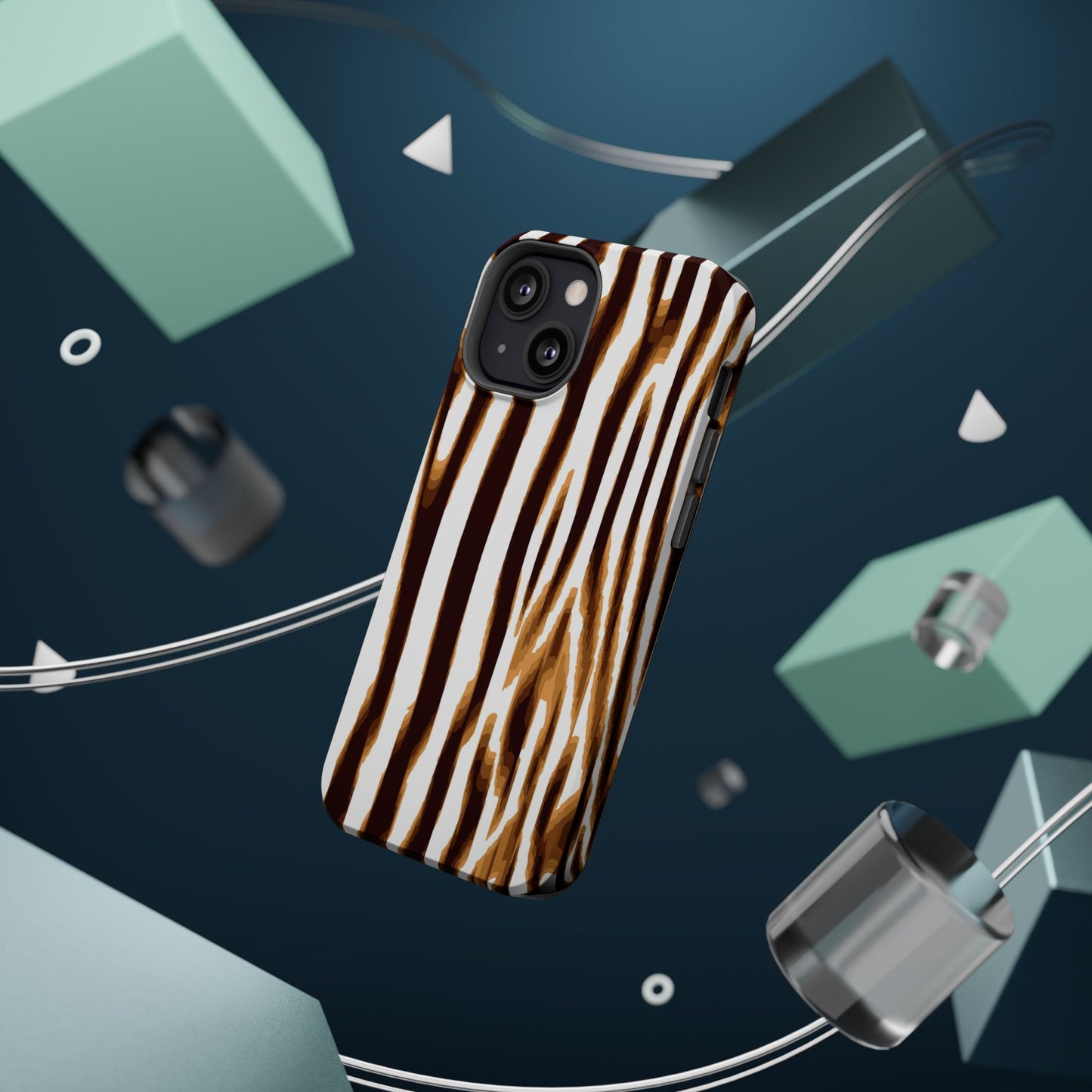 Magnetic Impact-Resistant Phone Case — Brown Zebra Stripe Designer Cover