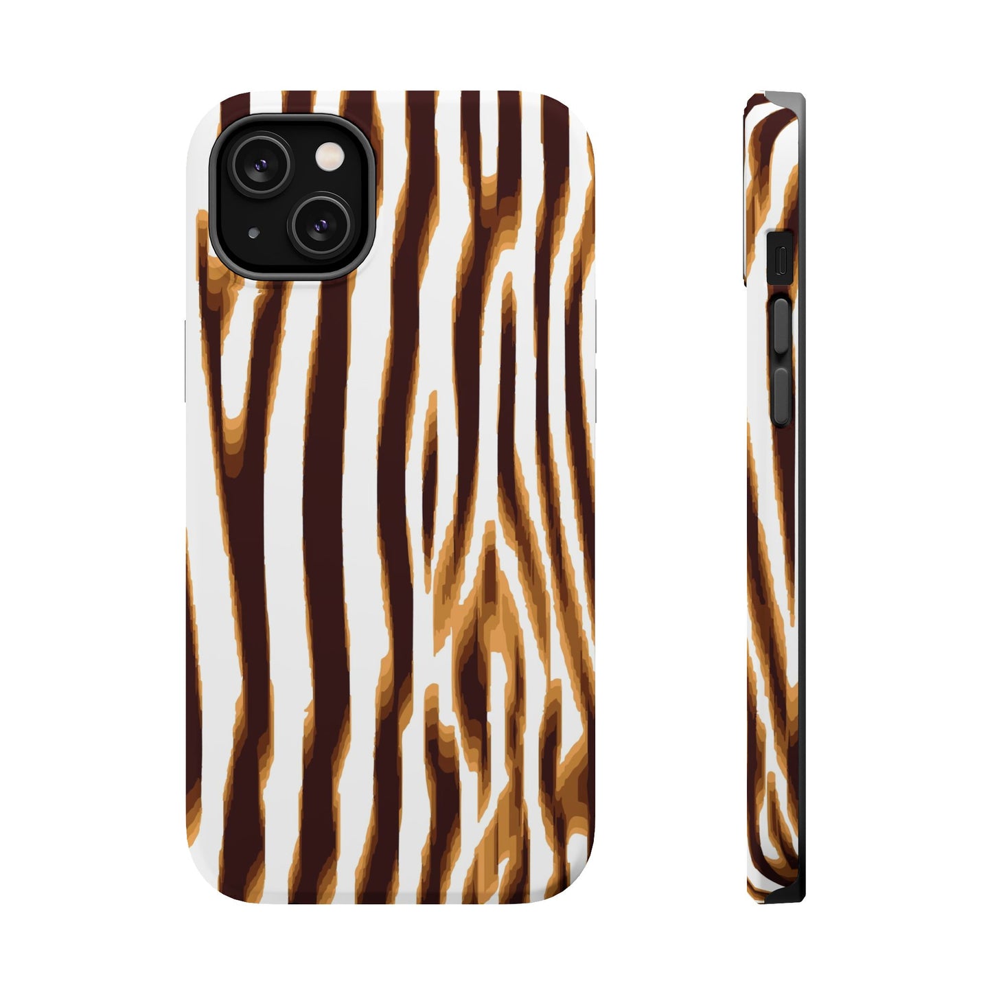 Magnetic Impact-Resistant Phone Case — Brown Zebra Stripe Designer Cover