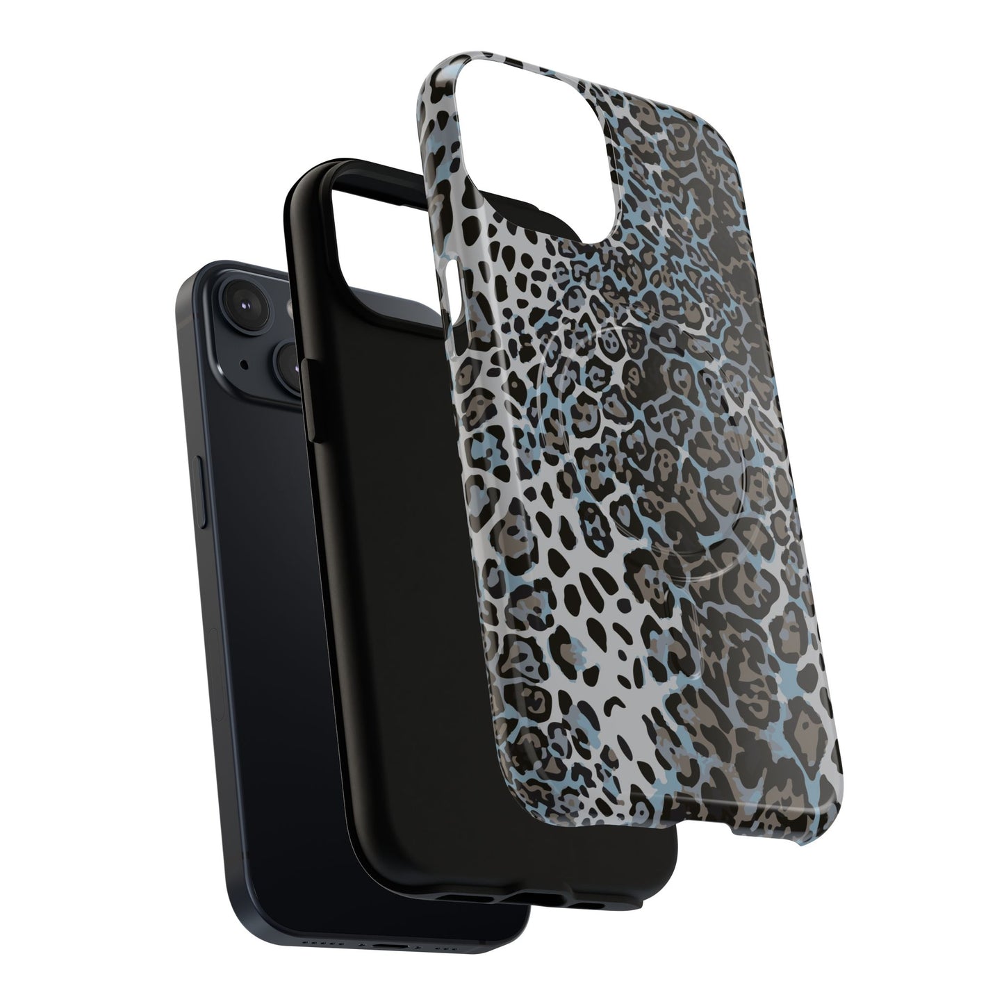 Magnetic Phone Case — Blue Leopard Print Tough Protective Cover