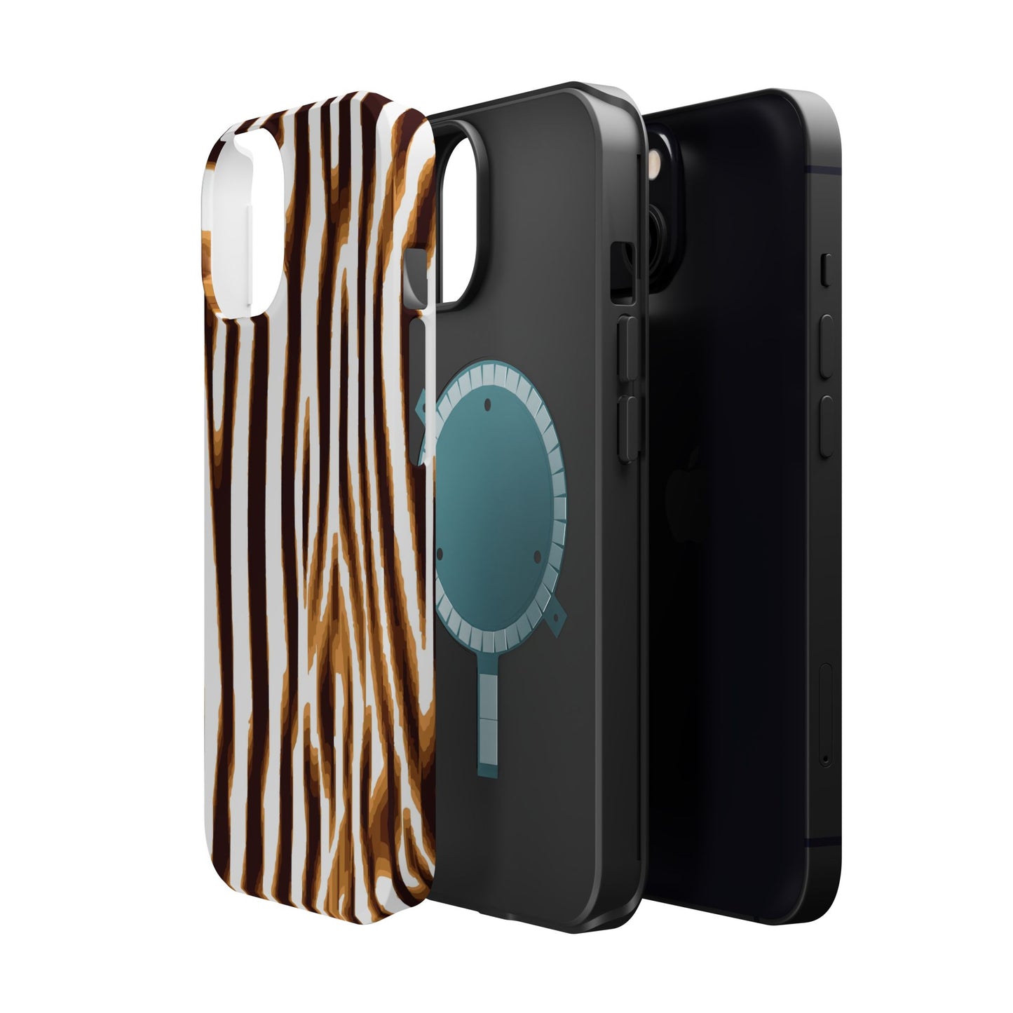 Magnetic Impact-Resistant Phone Case — Brown Zebra Stripe Designer Cover