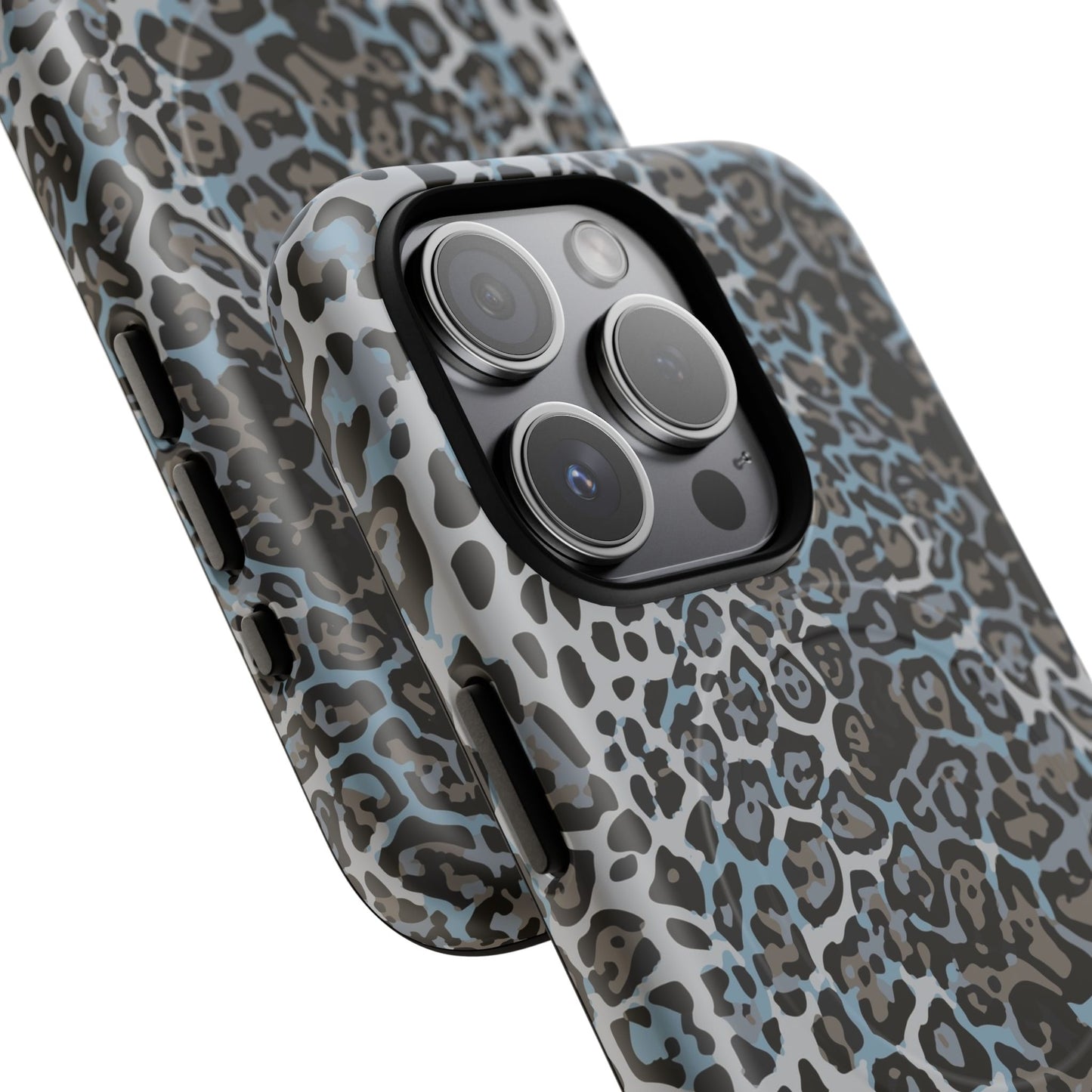 Magnetic Phone Case — Blue Leopard Print Tough Protective Cover
