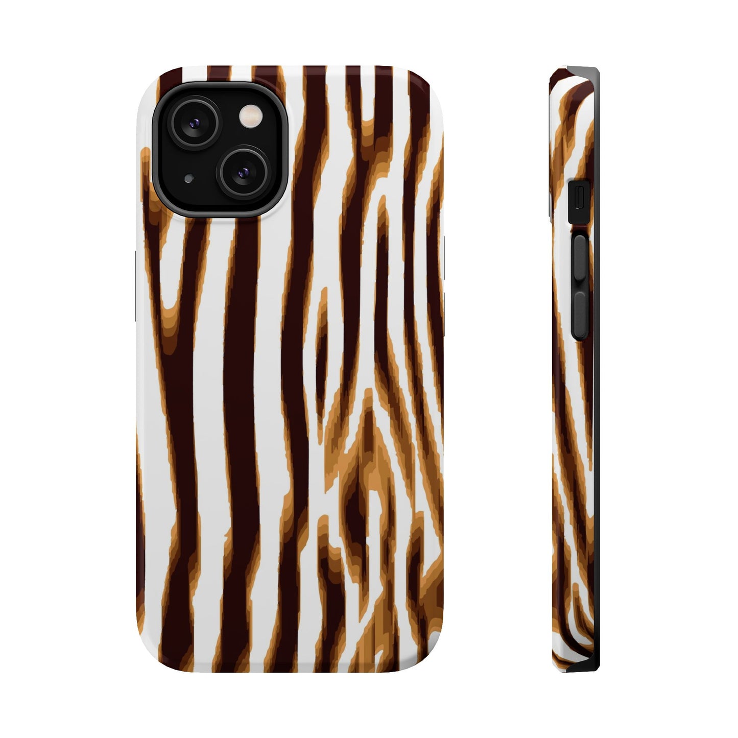 Magnetic Impact-Resistant Phone Case — Brown Zebra Stripe Designer Cover