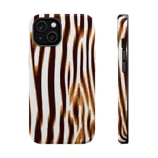 Magnetic Impact-Resistant Phone Case — Brown Zebra Stripe Designer Cover