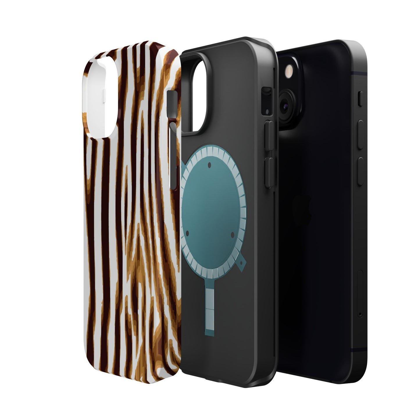 Magnetic Impact-Resistant Phone Case — Brown Zebra Stripe Designer Cover