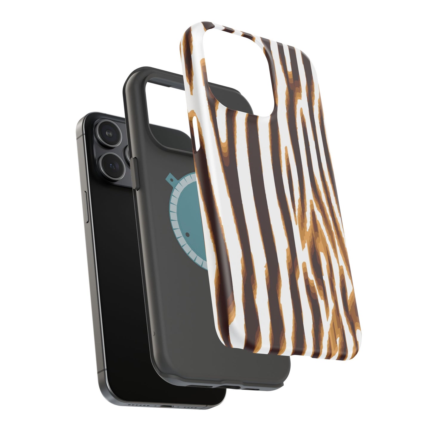 Magnetic Impact-Resistant Phone Case — Brown Zebra Stripe Designer Cover