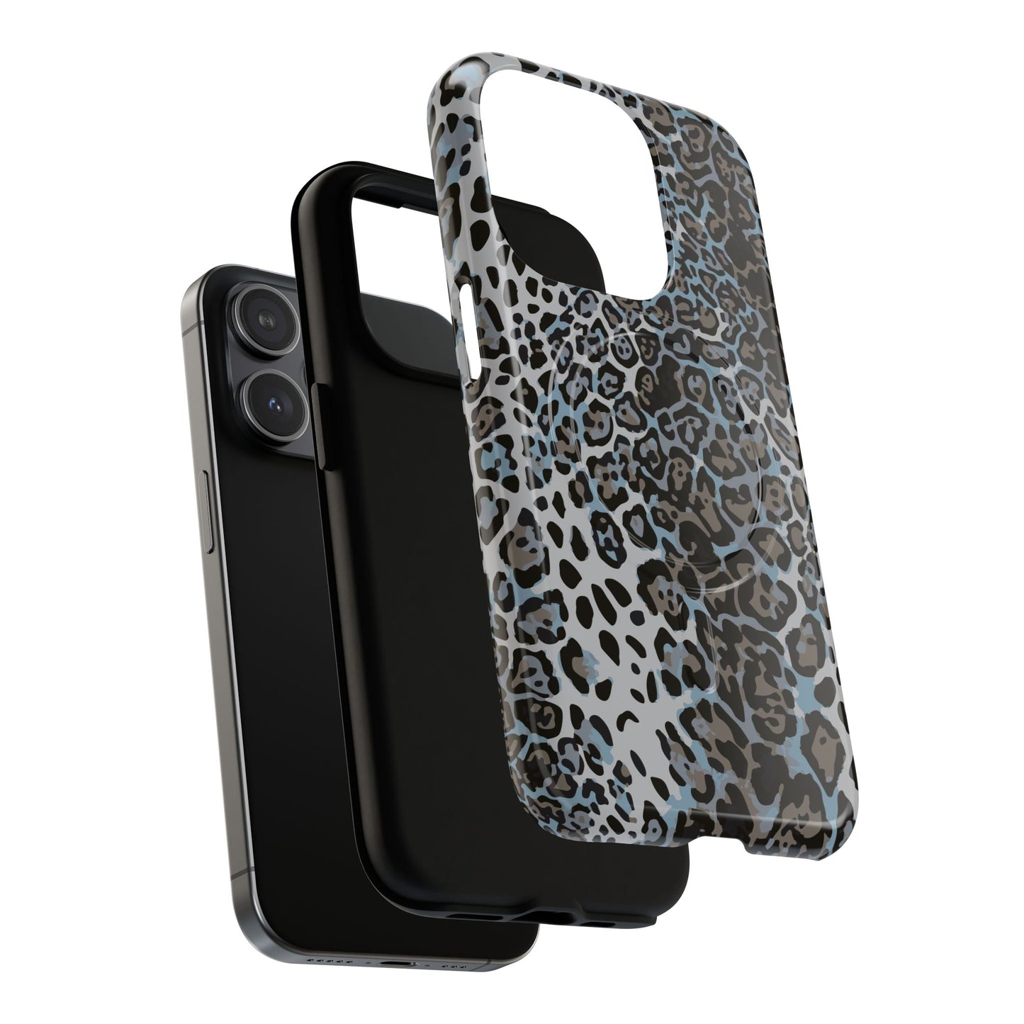 Magnetic Phone Case — Blue Leopard Print Tough Protective Cover