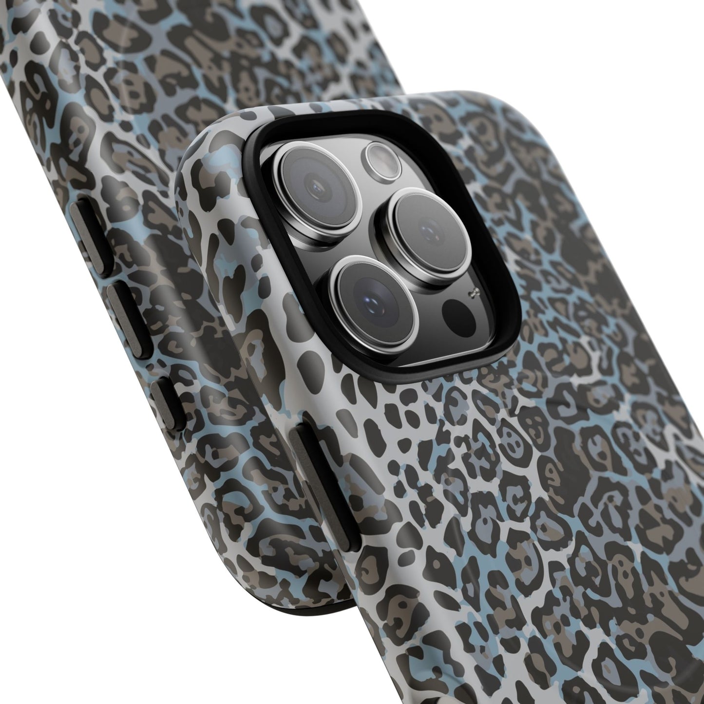 Magnetic Phone Case — Blue Leopard Print Tough Protective Cover