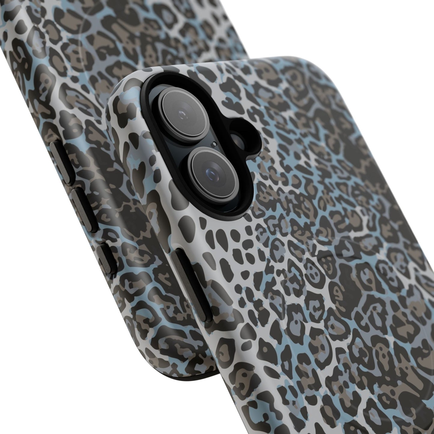 Magnetic Phone Case — Blue Leopard Print Tough Protective Cover