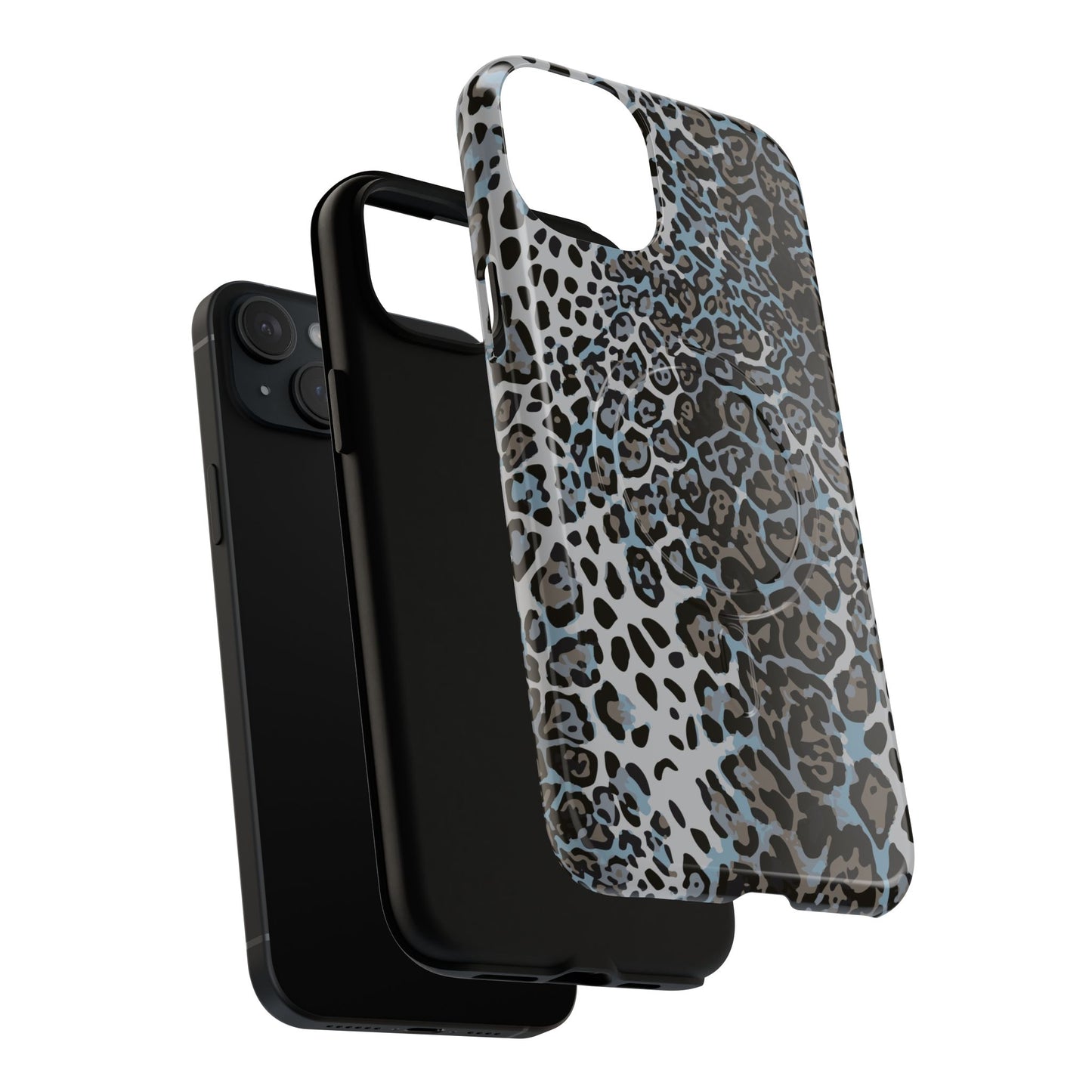 Magnetic Phone Case — Blue Leopard Print Tough Protective Cover