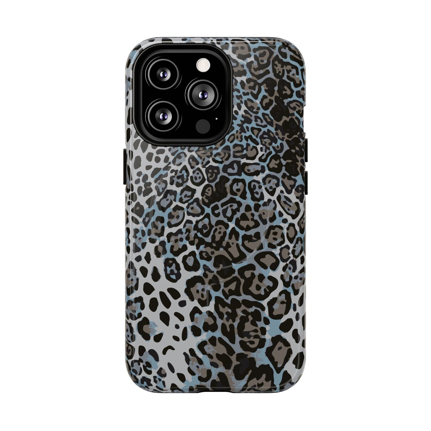 Magnetic Phone Case — Blue Leopard Print Tough Protective Cover