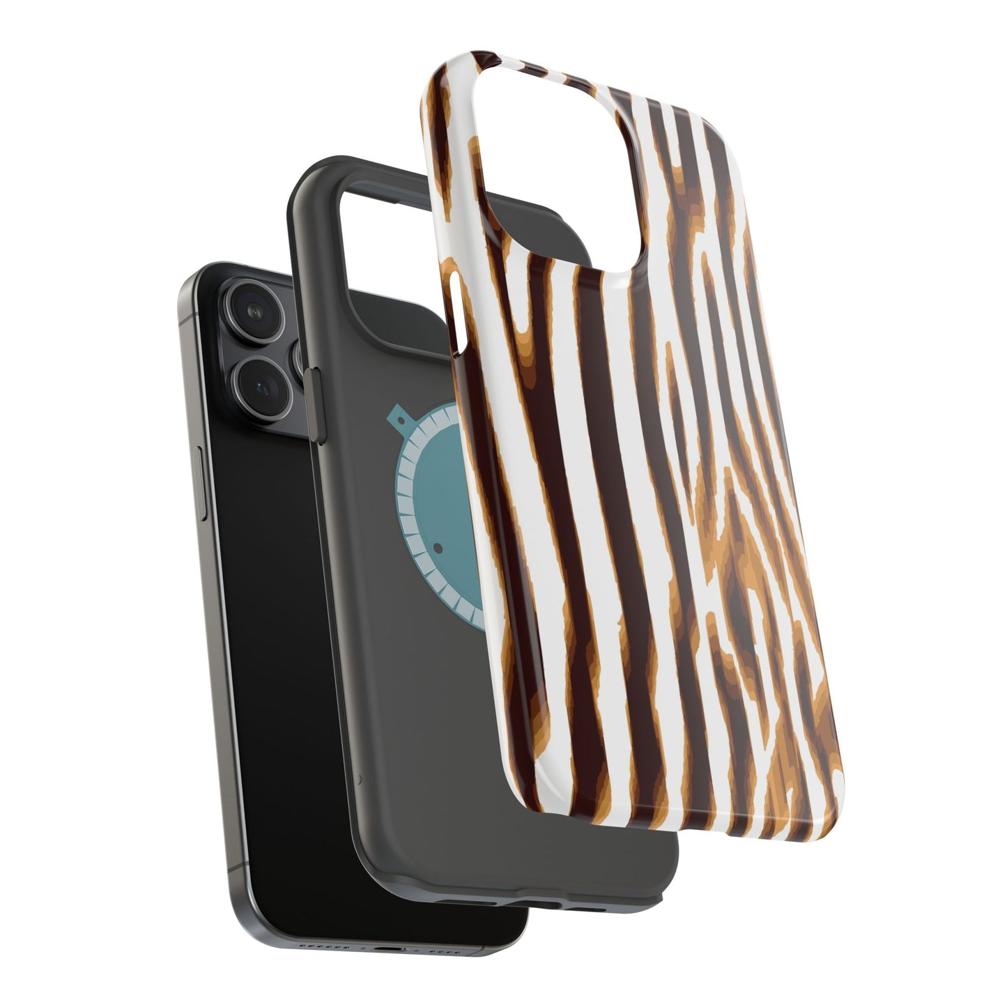 Magnetic Impact-Resistant Phone Case — Brown Zebra Stripe Designer Cover