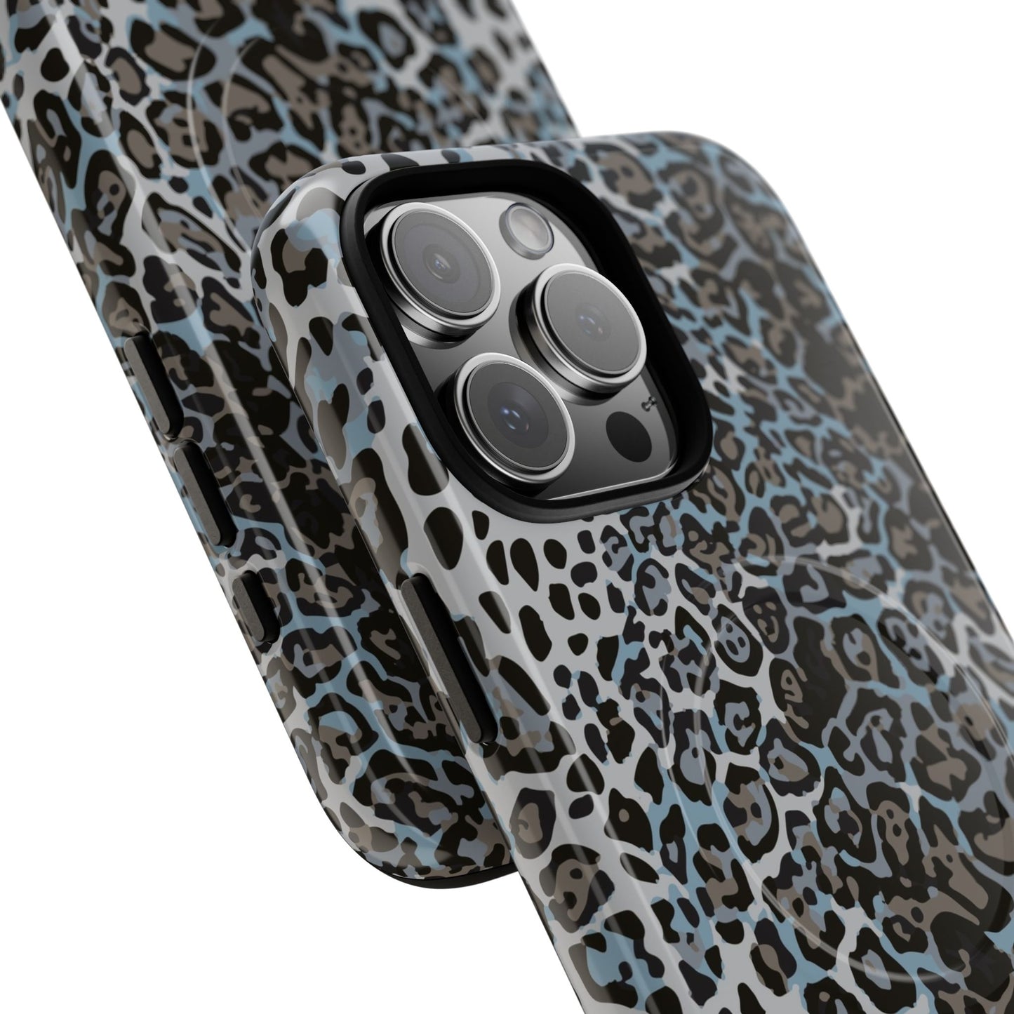 Magnetic Phone Case — Blue Leopard Print Tough Protective Cover