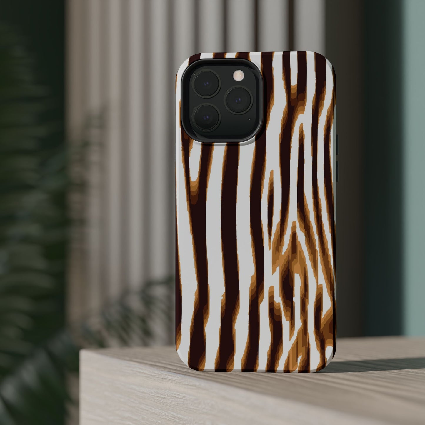 Magnetic Impact-Resistant Phone Case — Brown Zebra Stripe Designer Cover