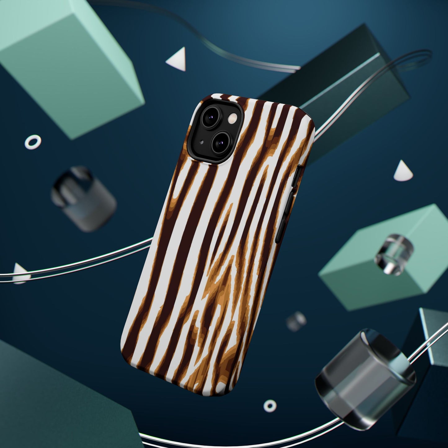 Magnetic Impact-Resistant Phone Case — Brown Zebra Stripe Designer Cover