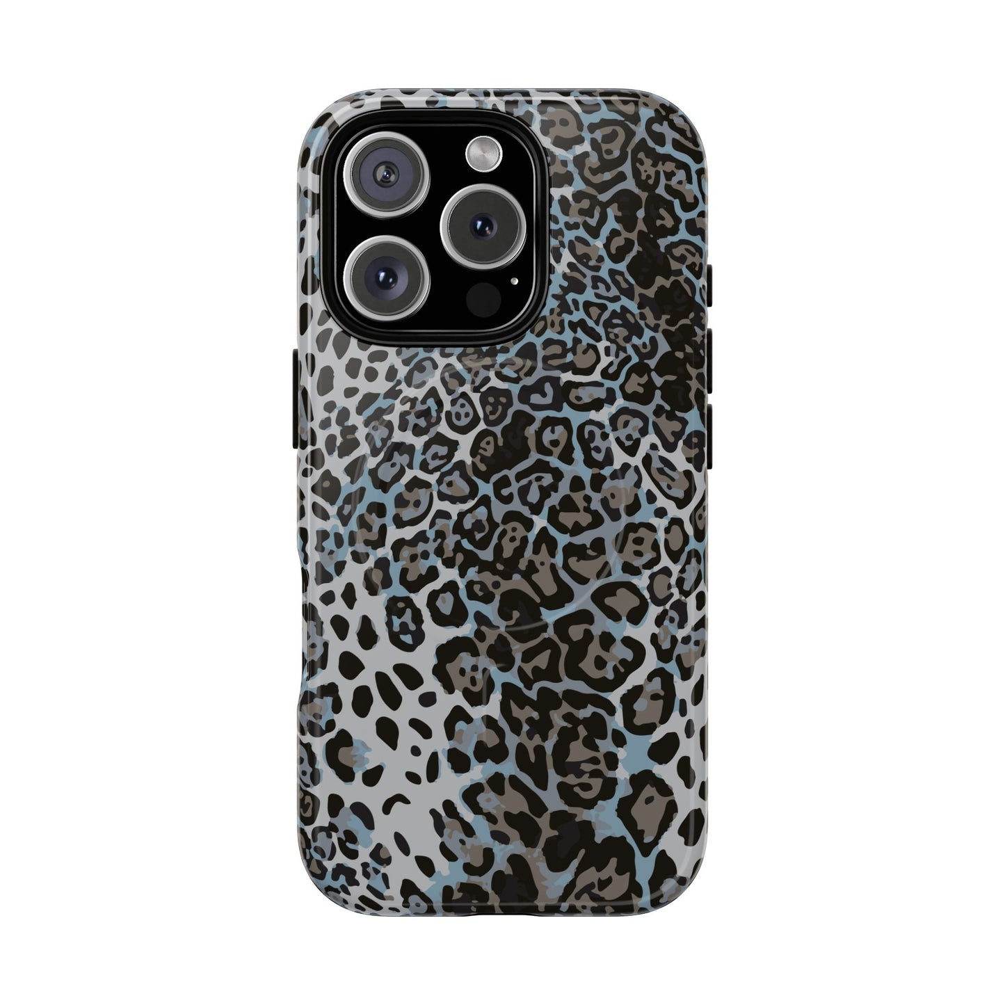 Magnetic Phone Case — Blue Leopard Print Tough Protective Cover