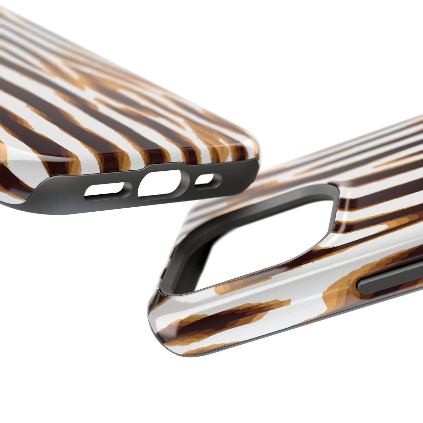 Magnetic Impact-Resistant Phone Case — Brown Zebra Stripe Designer Cover
