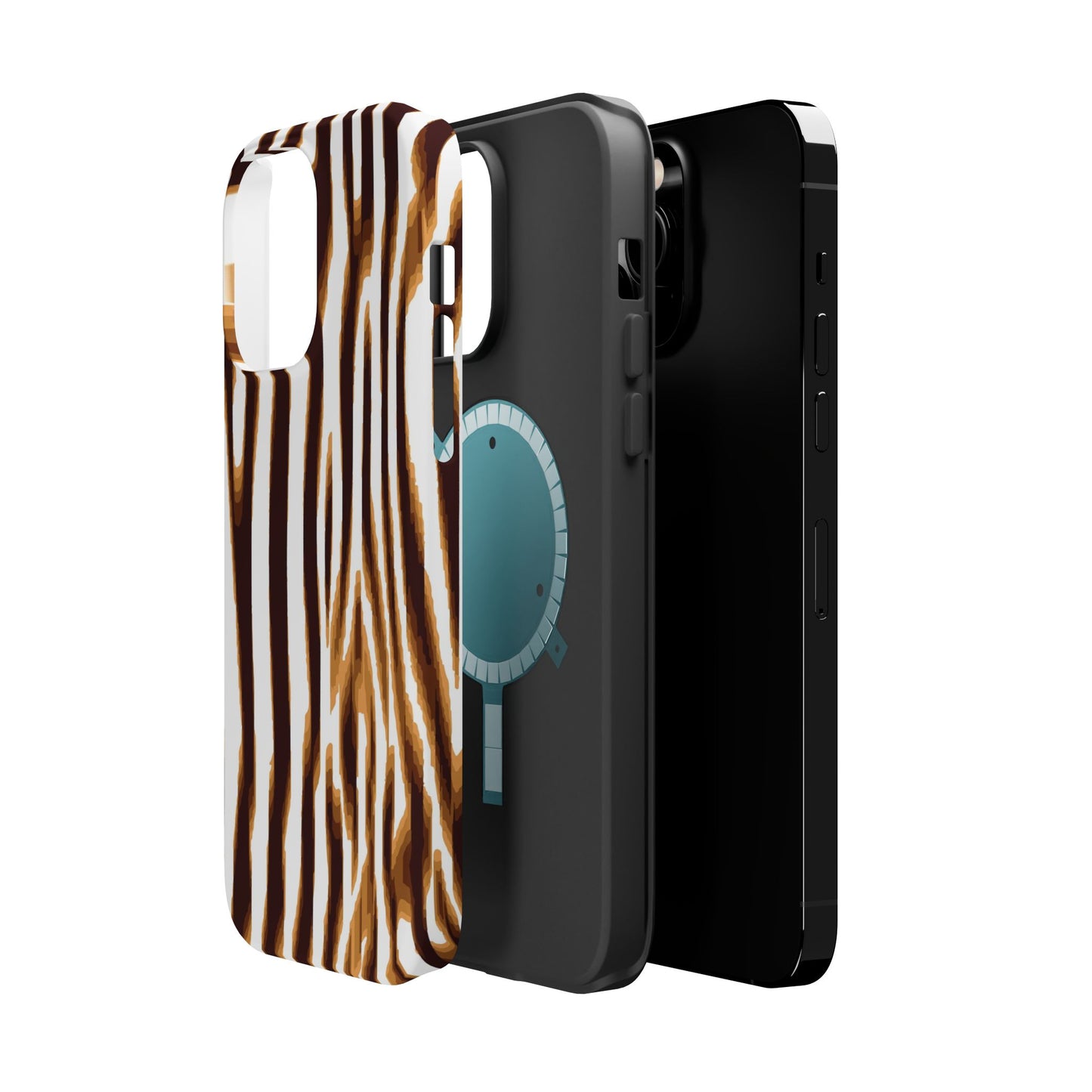 Magnetic Impact-Resistant Phone Case — Brown Zebra Stripe Designer Cover