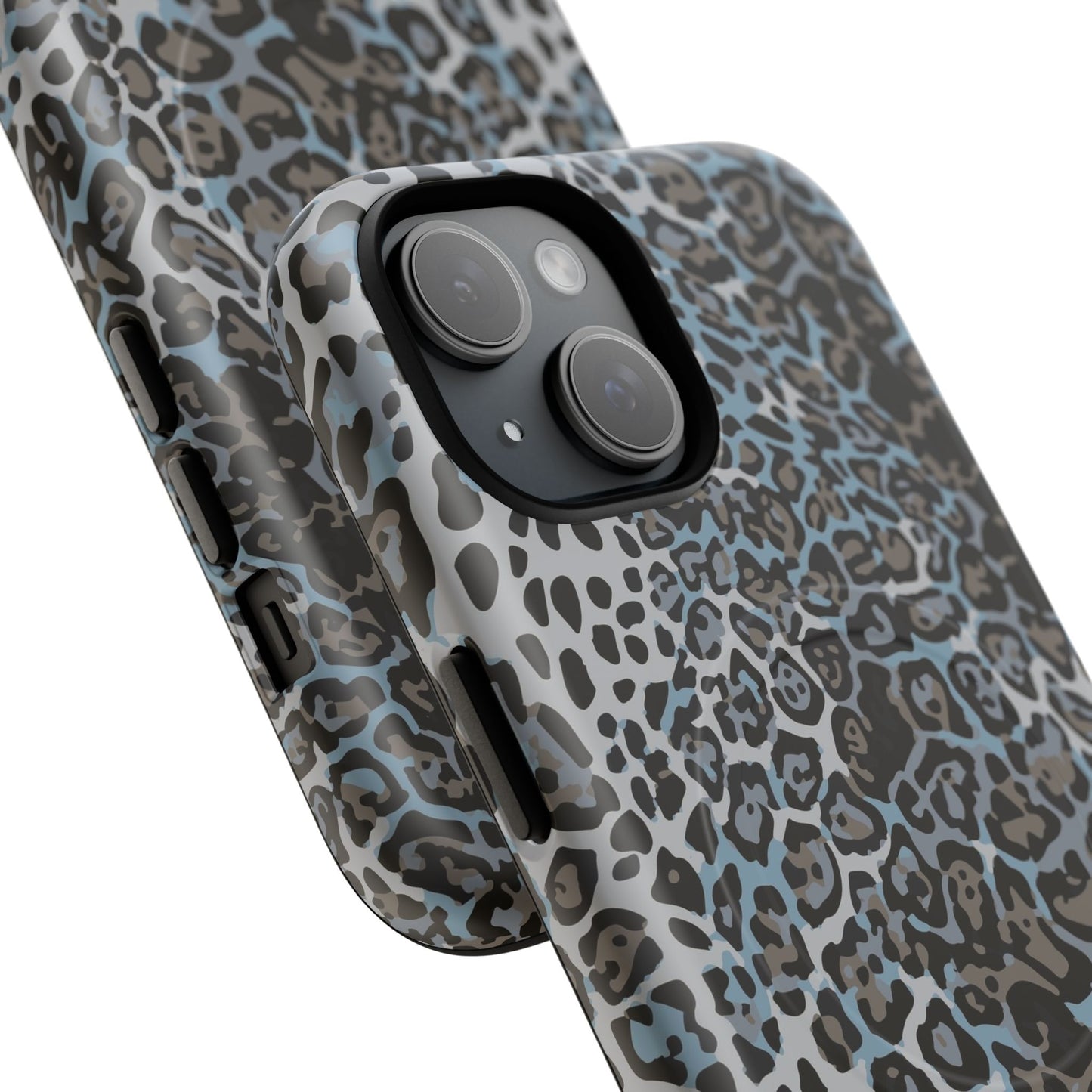 Magnetic Phone Case — Blue Leopard Print Tough Protective Cover