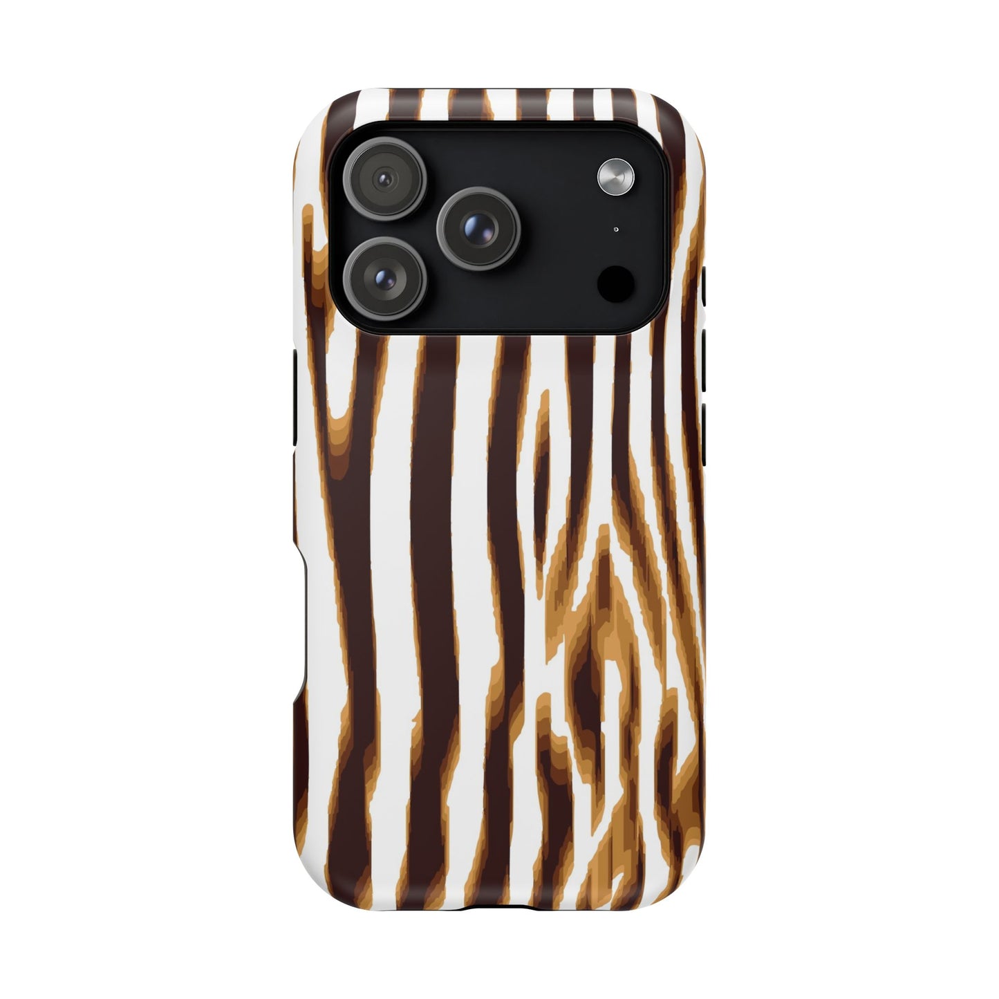Magnetic Impact-Resistant Phone Case — Brown Zebra Stripe Designer Cover