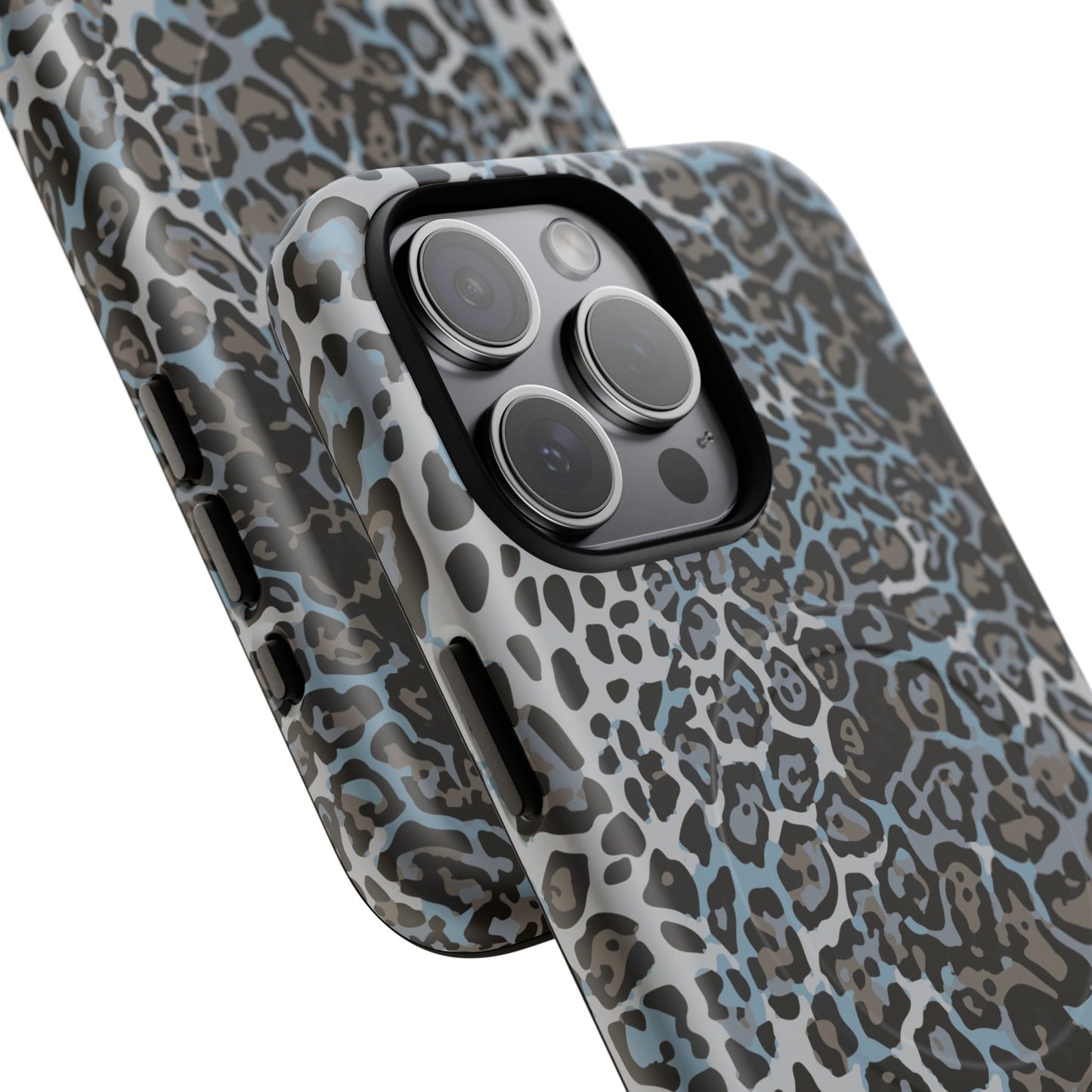 Magnetic Phone Case — Blue Leopard Print Tough Protective Cover