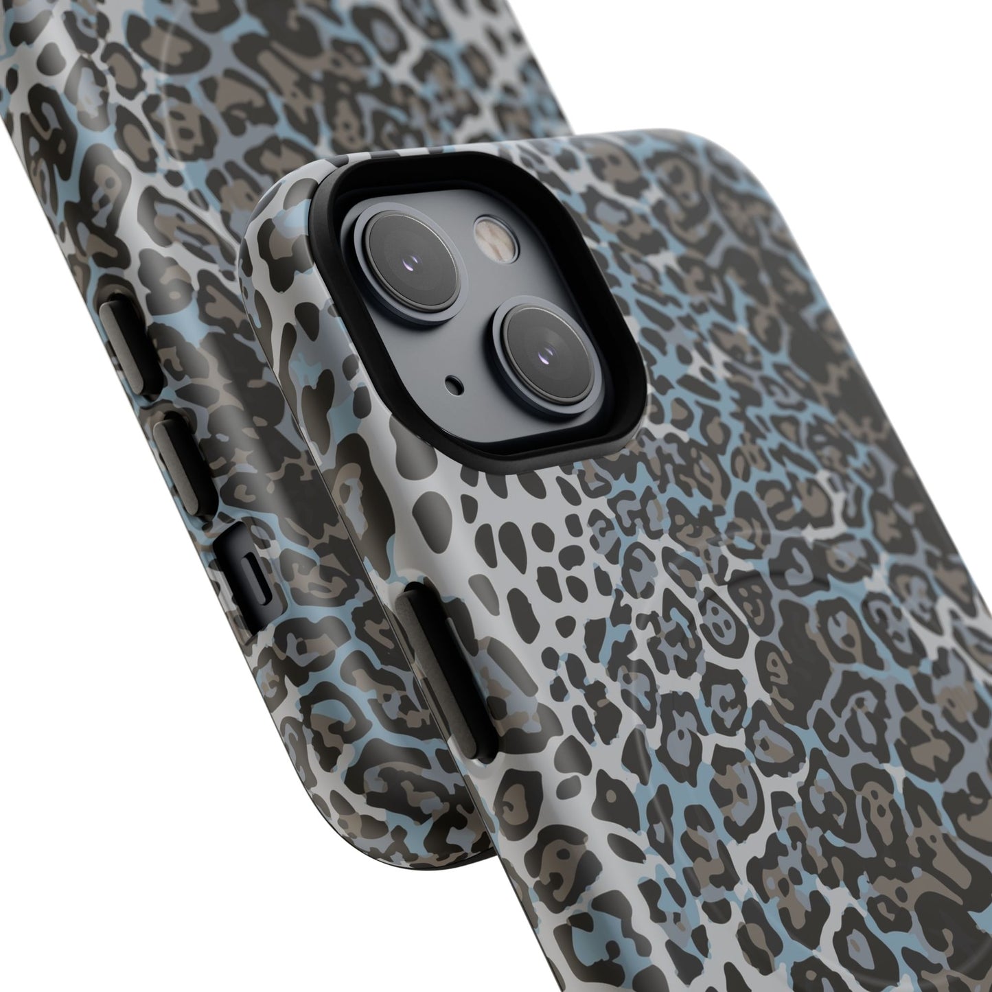 Magnetic Phone Case — Blue Leopard Print Tough Protective Cover