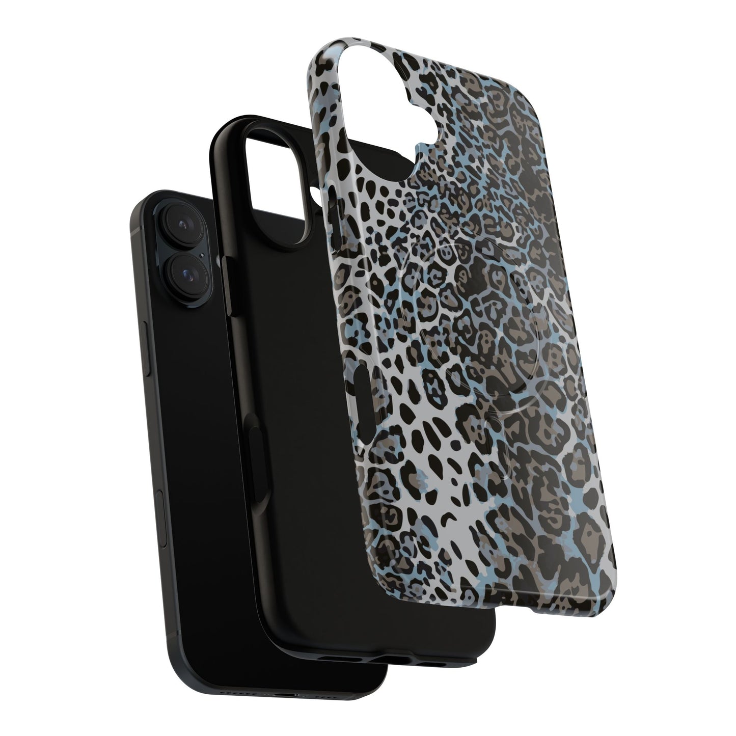 Magnetic Phone Case — Blue Leopard Print Tough Protective Cover