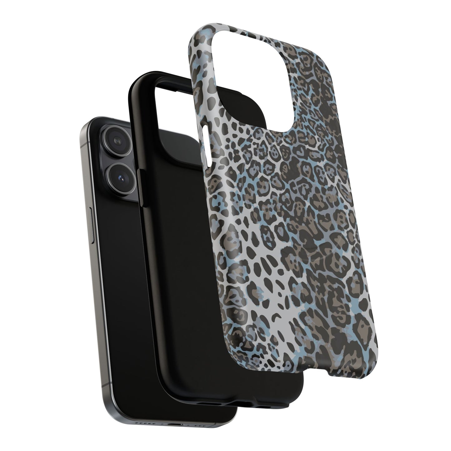 Magnetic Phone Case — Blue Leopard Print Tough Protective Cover