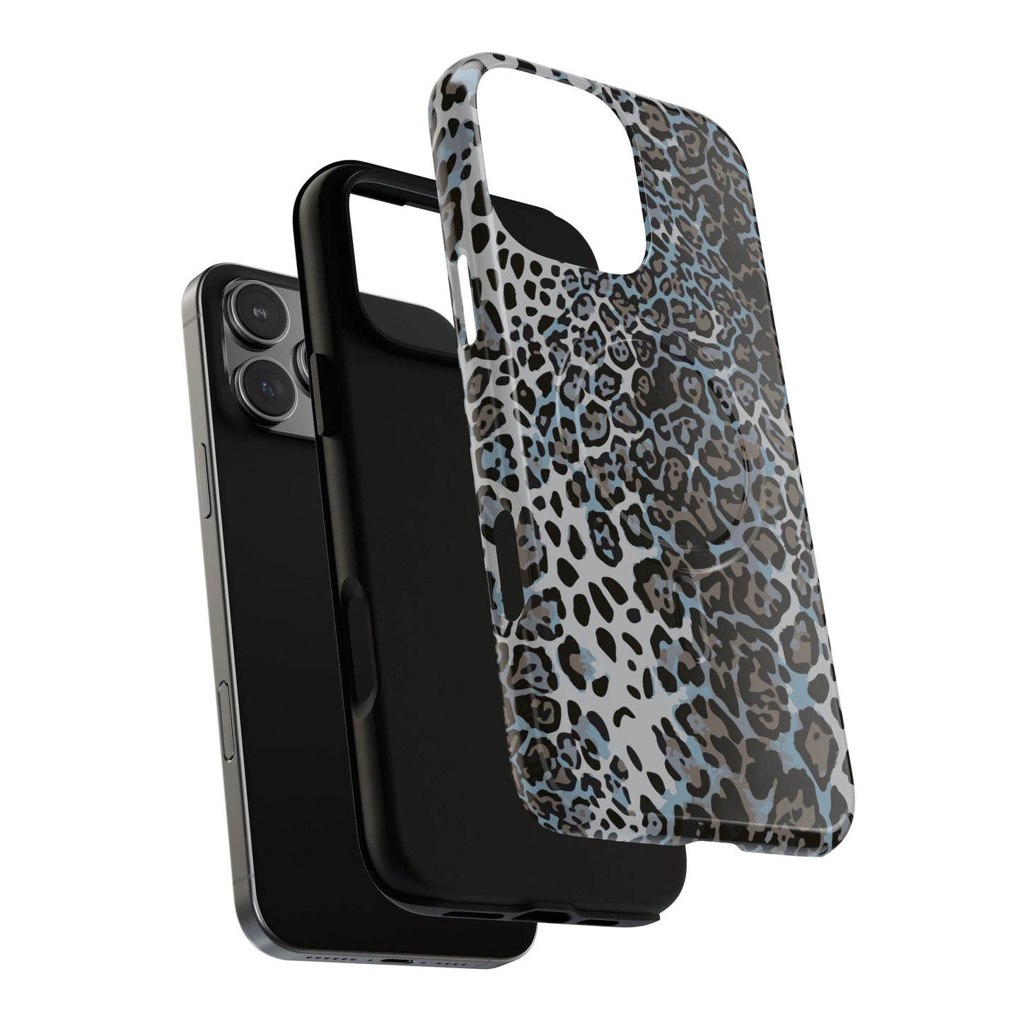 Magnetic Phone Case — Blue Leopard Print Tough Protective Cover
