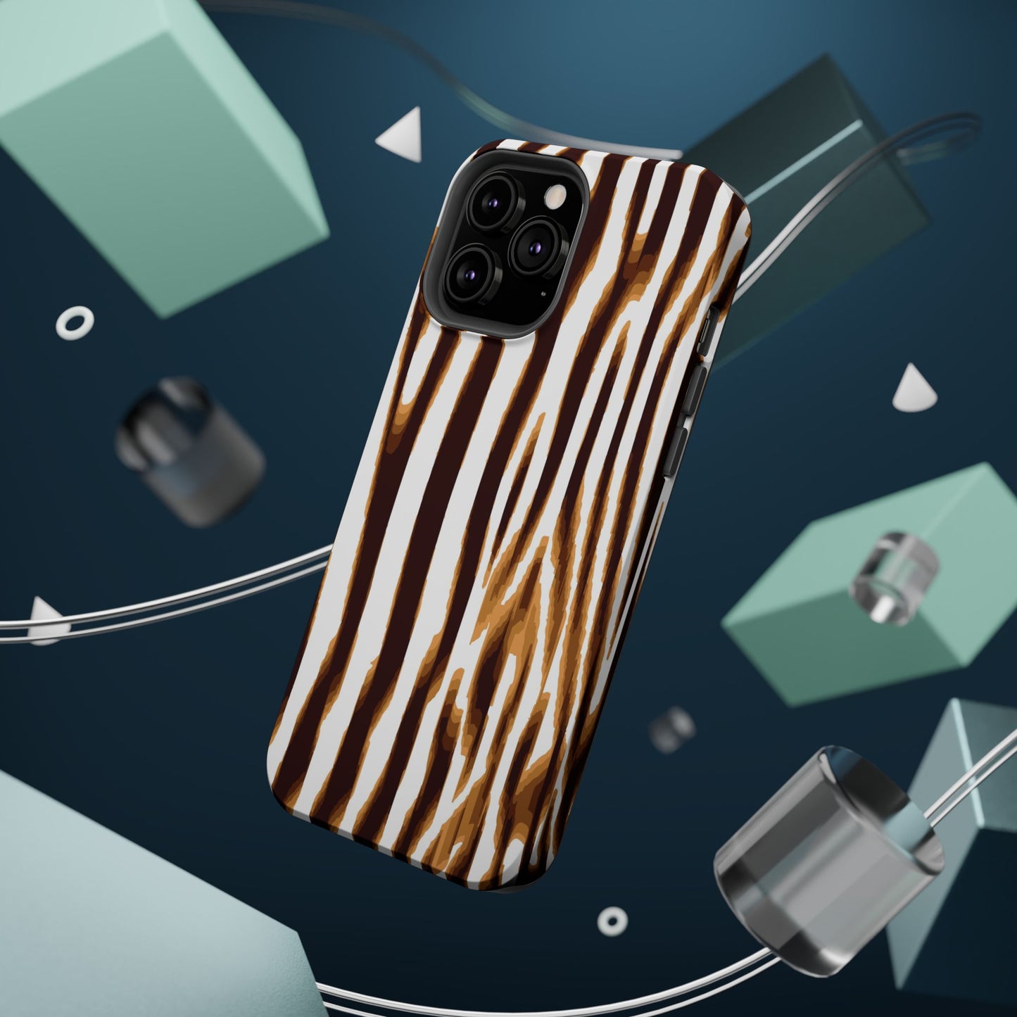 Magnetic Impact-Resistant Phone Case — Brown Zebra Stripe Designer Cover