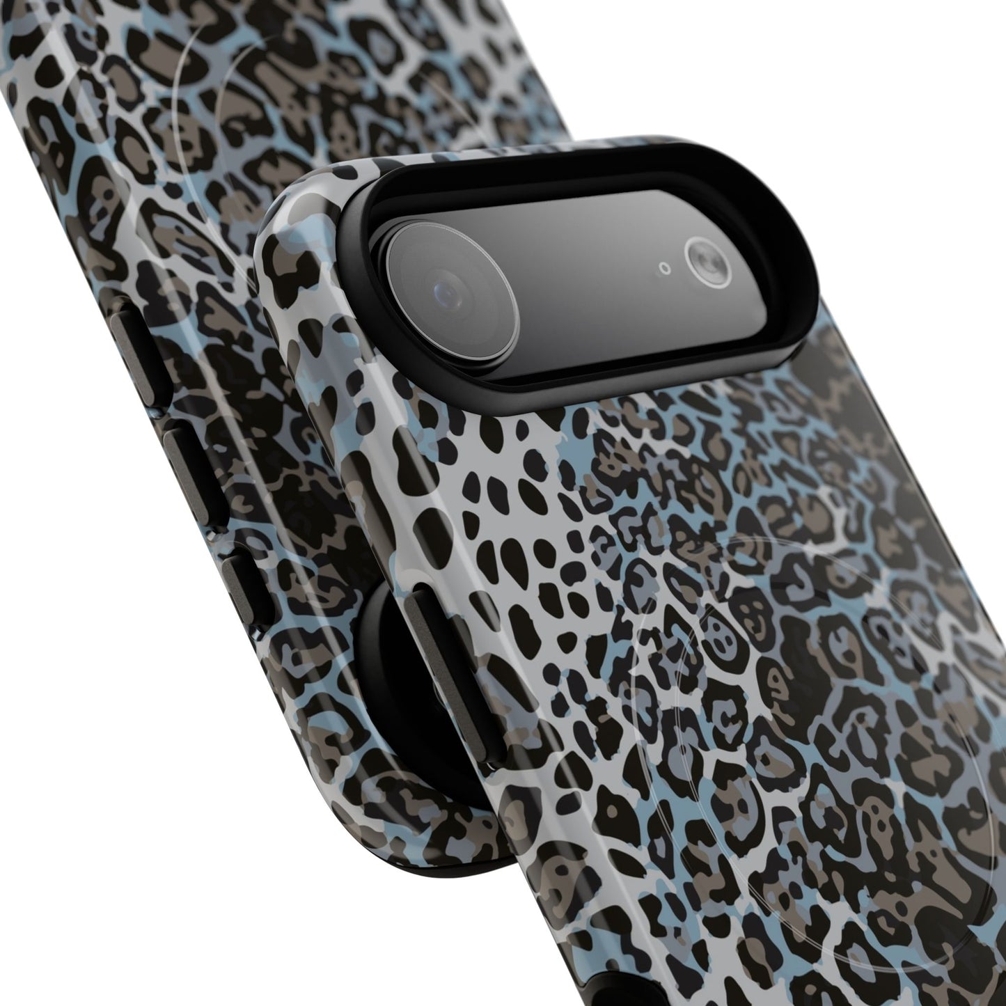 Magnetic Phone Case — Blue Leopard Print Tough Protective Cover