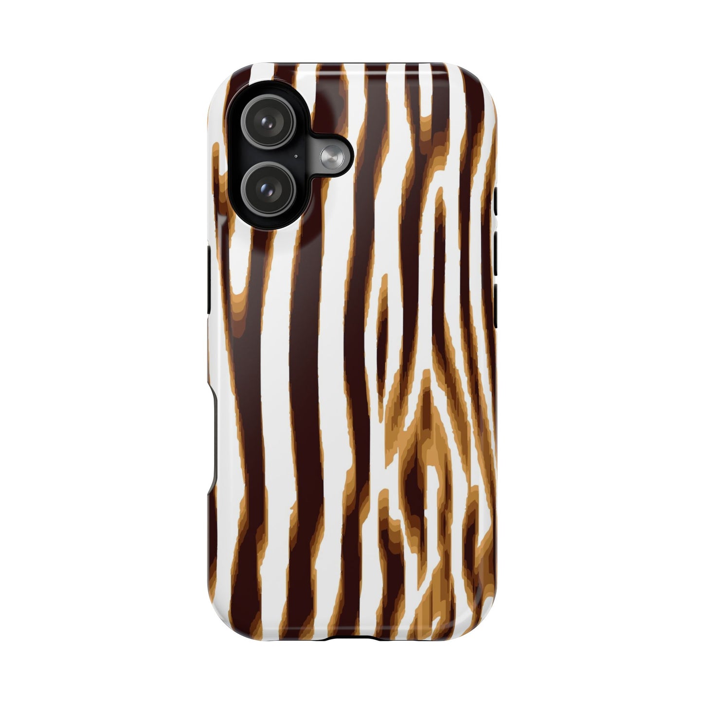 Magnetic Impact-Resistant Phone Case — Brown Zebra Stripe Designer Cover